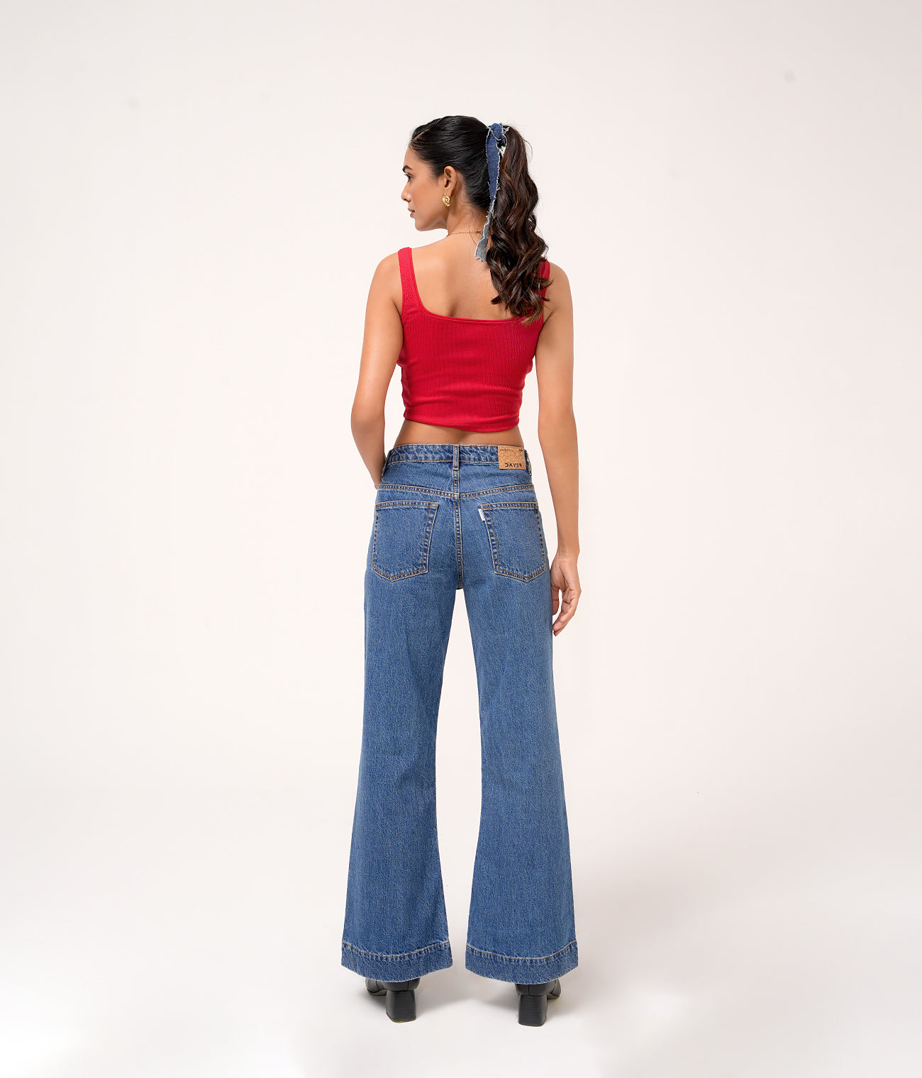 Blue Retro Style Bootcut Jeans