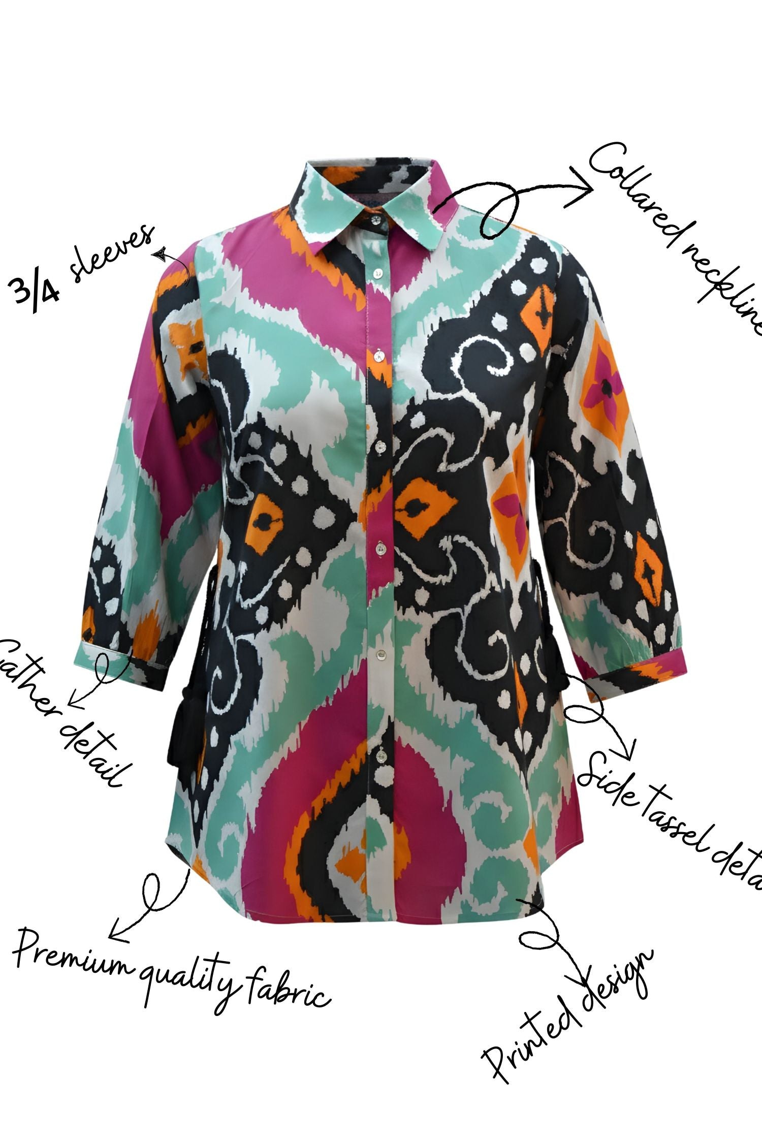 Cotton Shirt with Abstract Print.