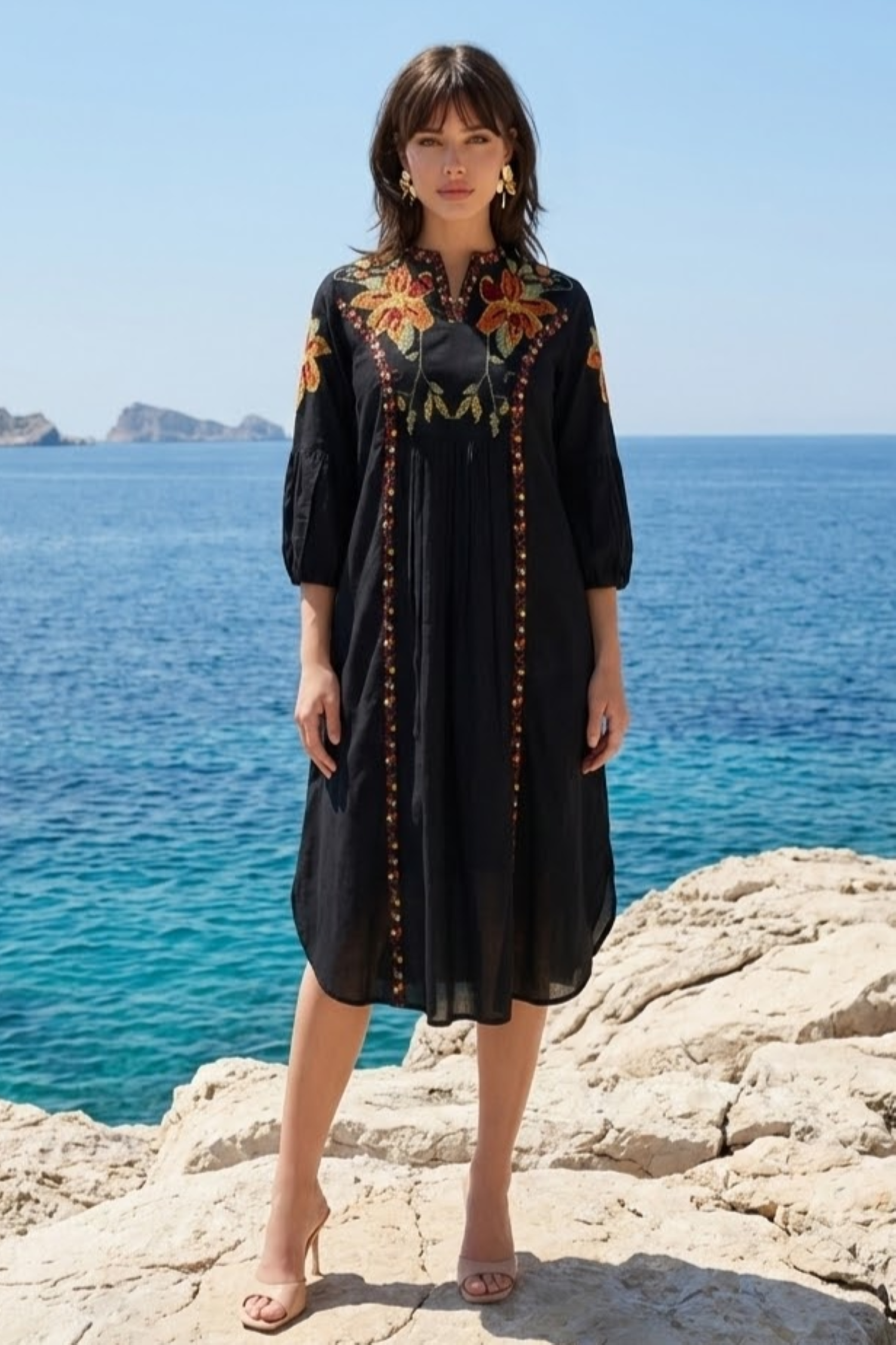Black Printed Long Dress