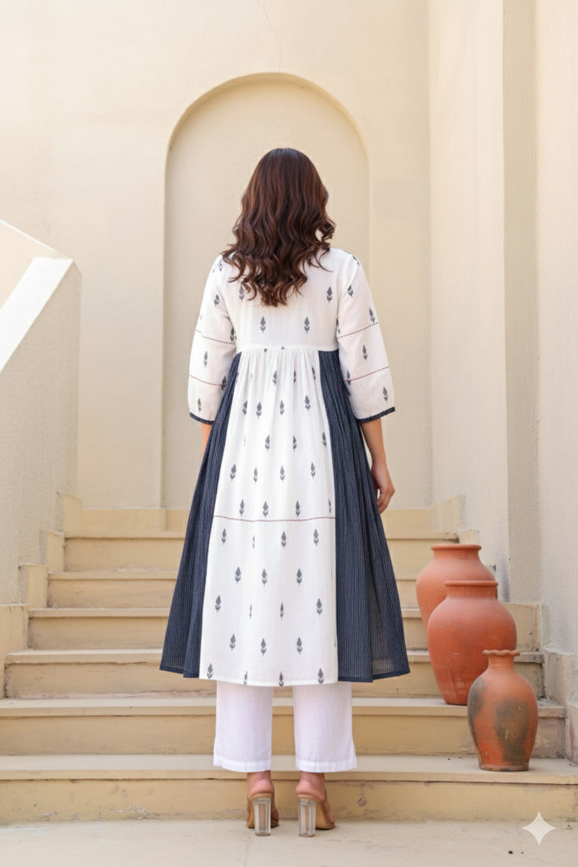 White Weave Embroidered Cord Set