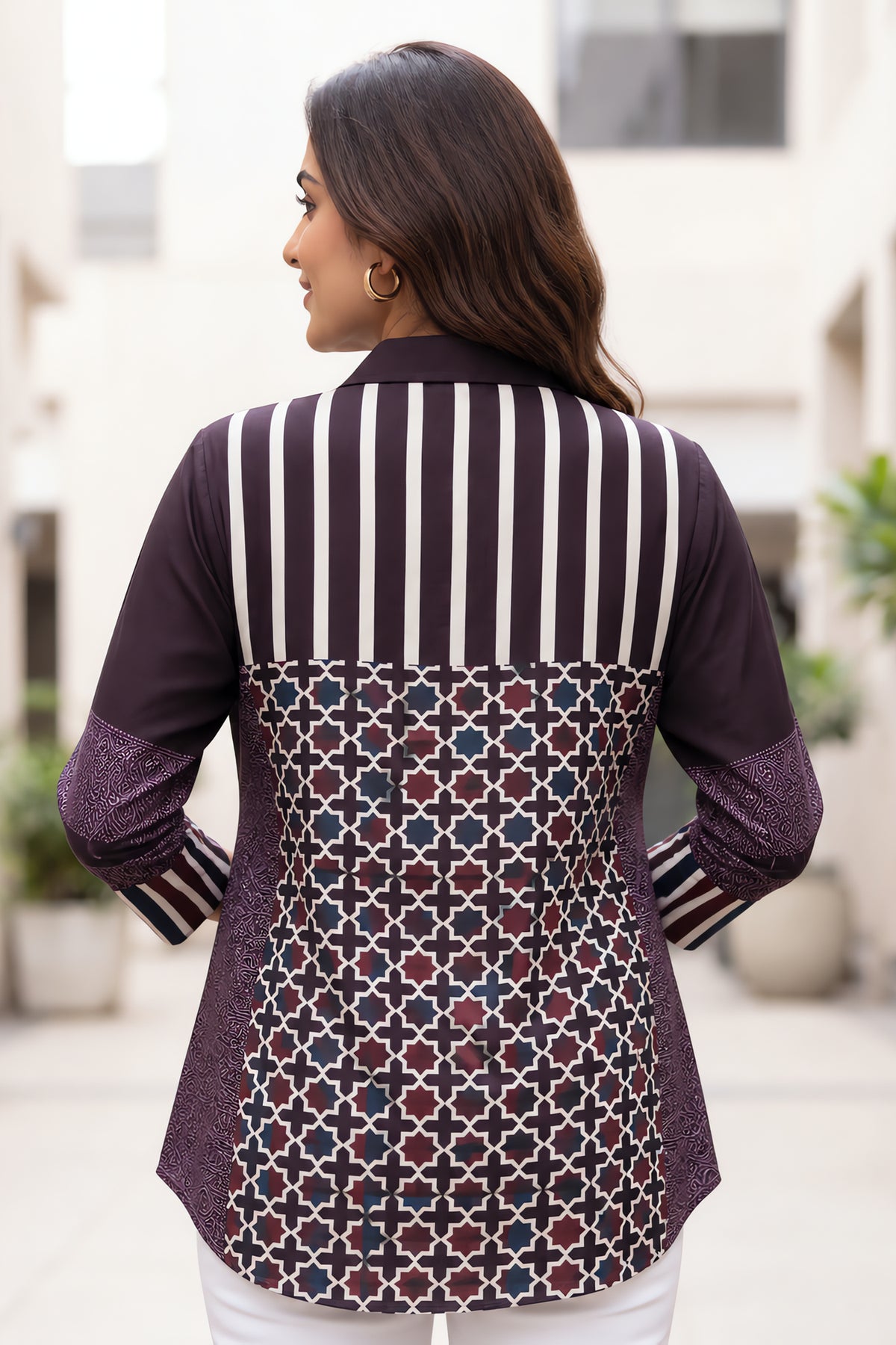 Brown Ajrakh Block Print Cotton Top
