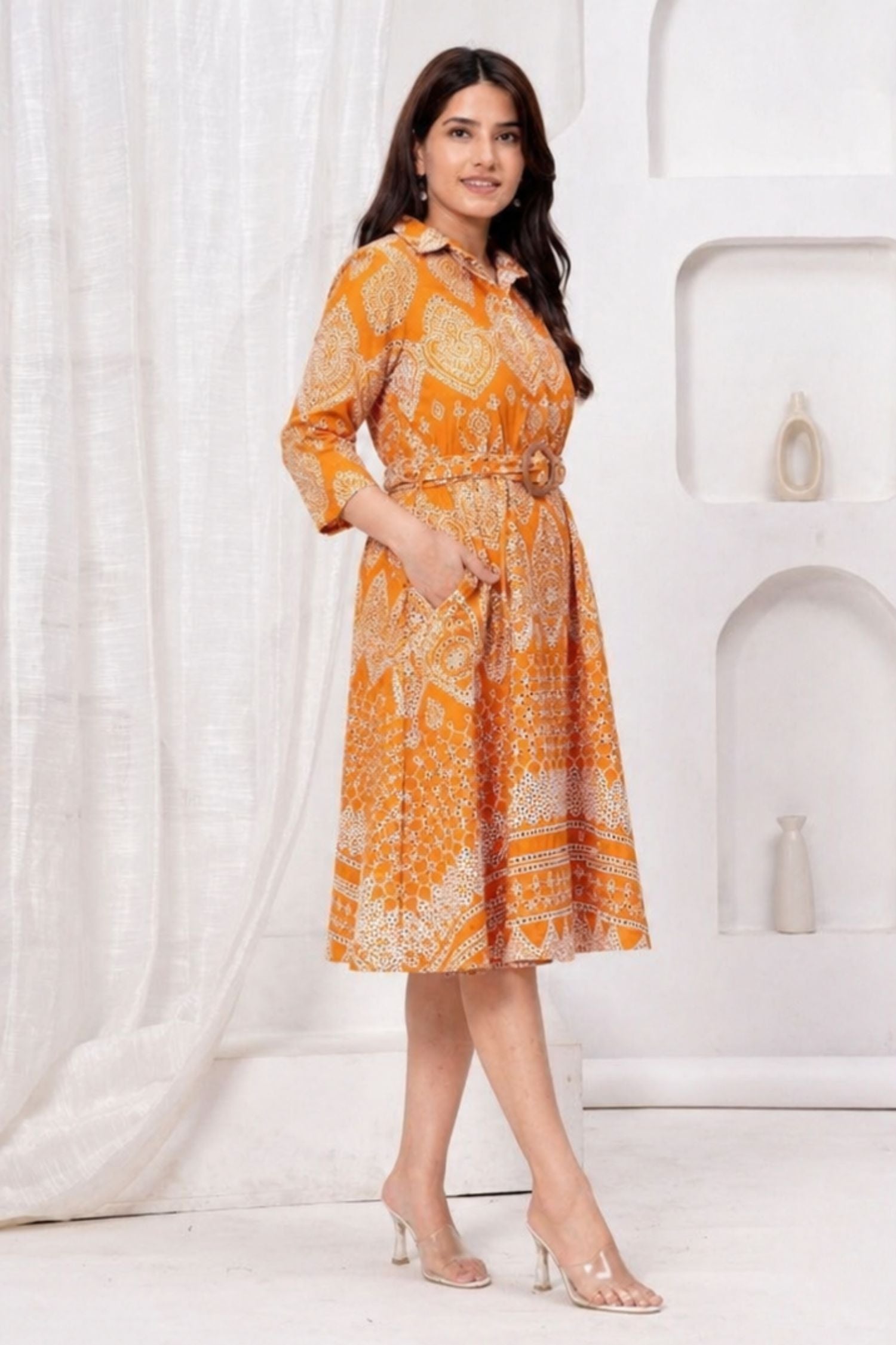 Mustard Muse Cinched Dress
