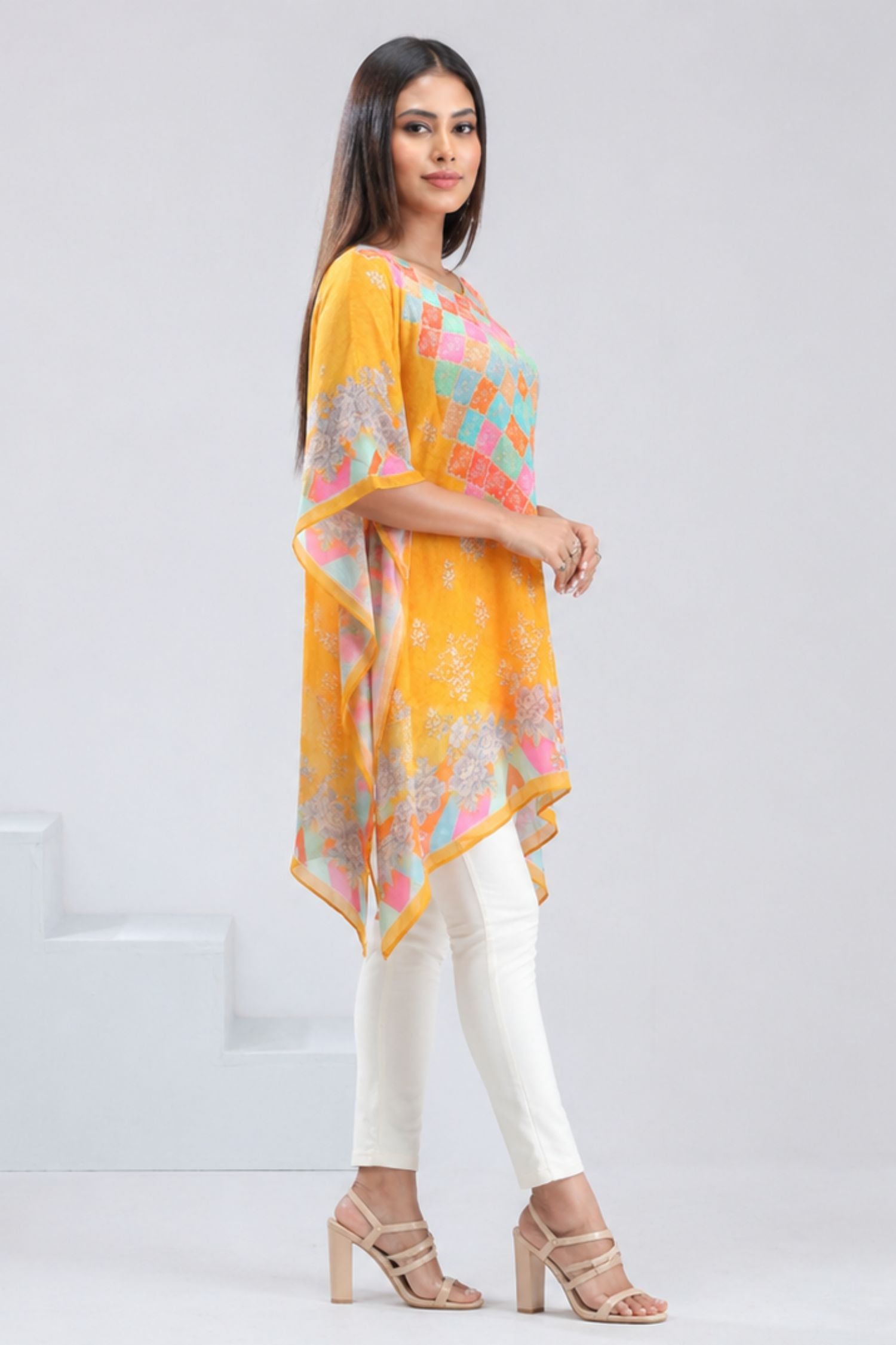 Multicolor Embroidered Short Kaftan