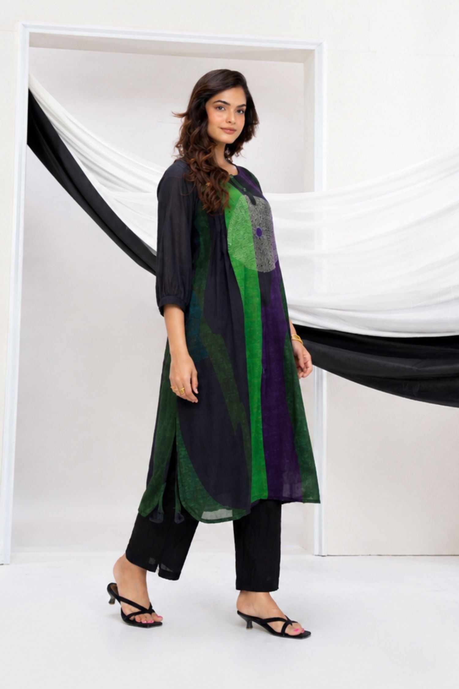 Black & Green Cotton Cord Set