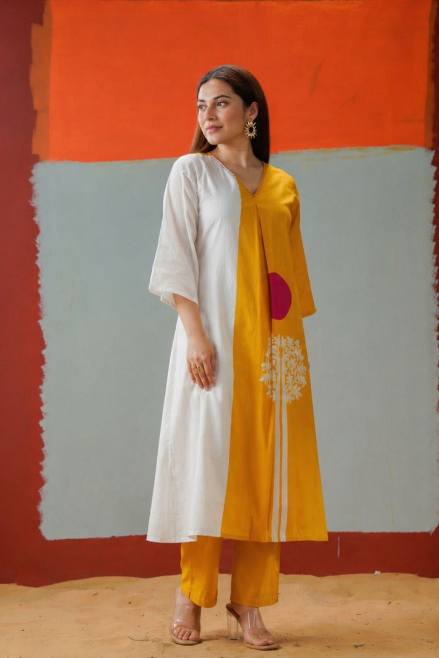 Yellow Aura Printed Cotton Co-ord Set