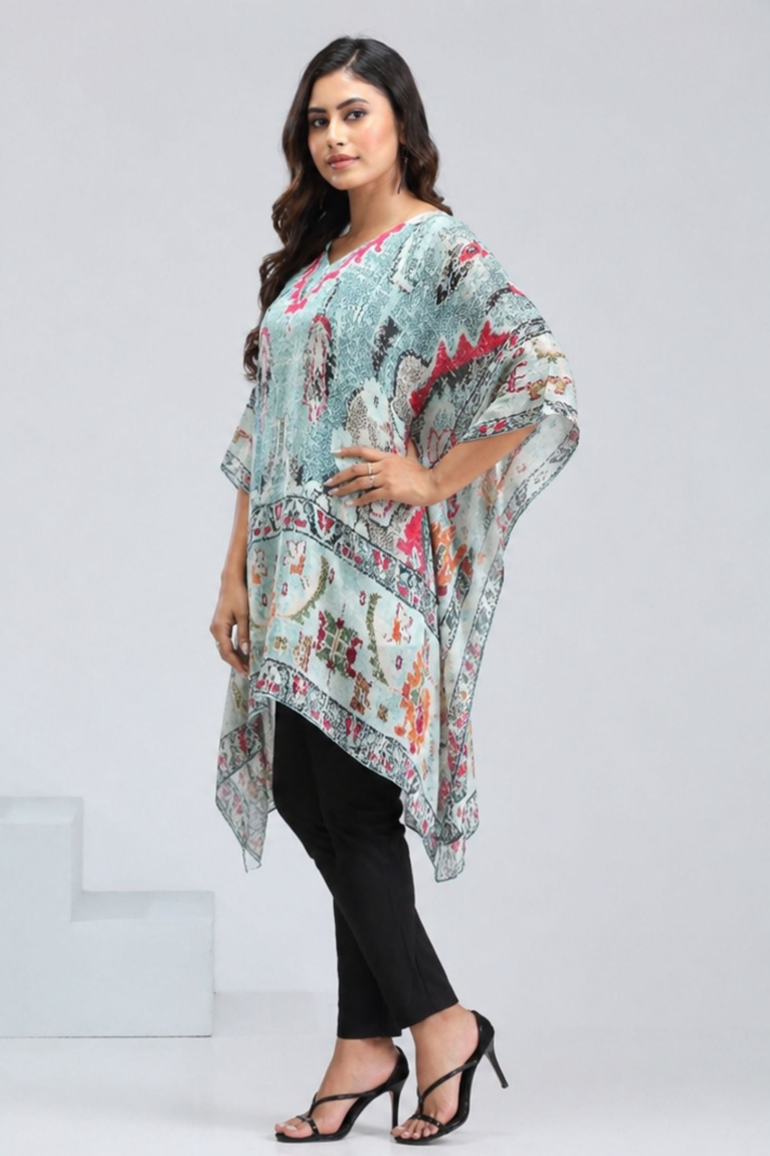 Embroidered Sea Green Kaftan