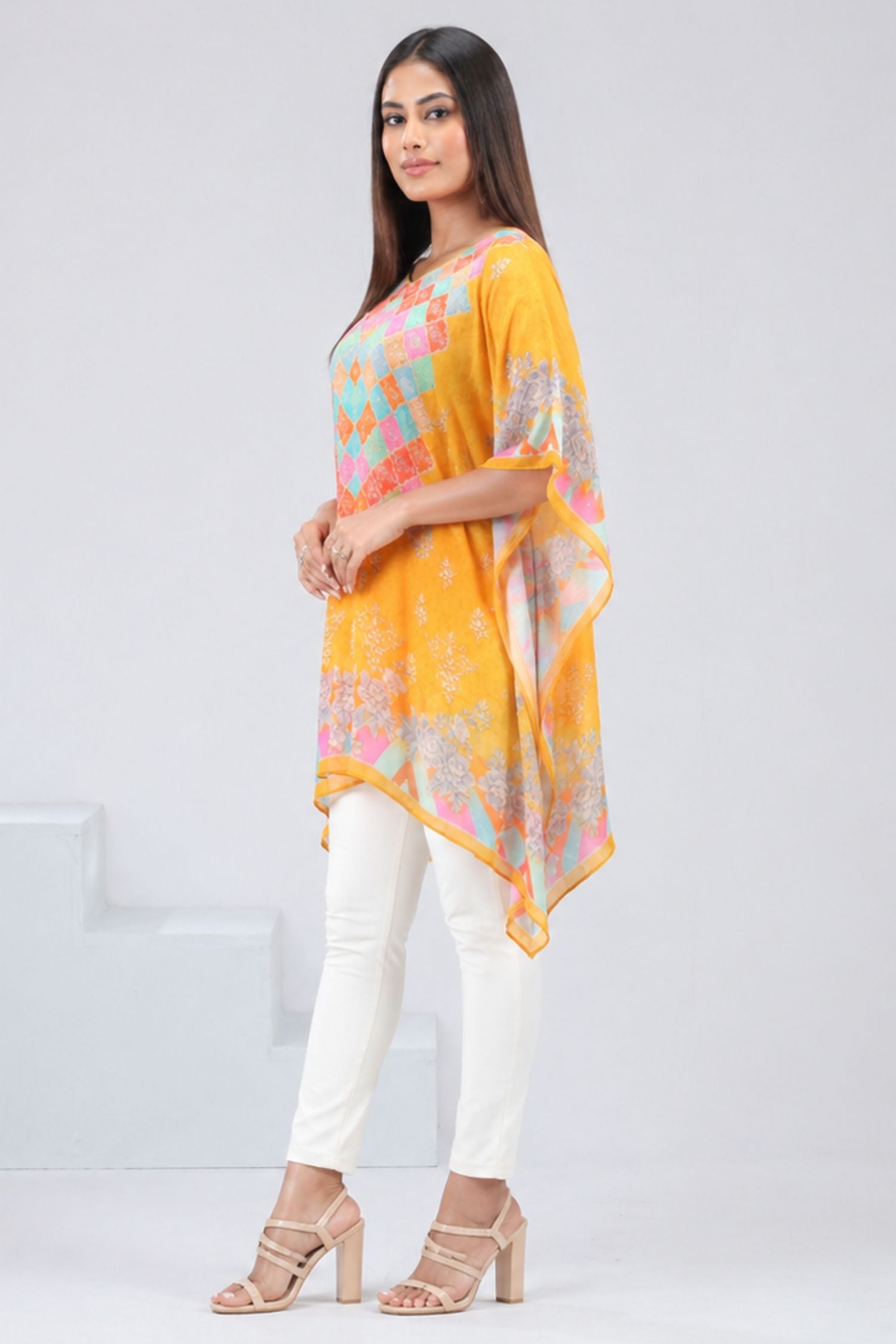 Multicolor Embroidered Short Kaftan
