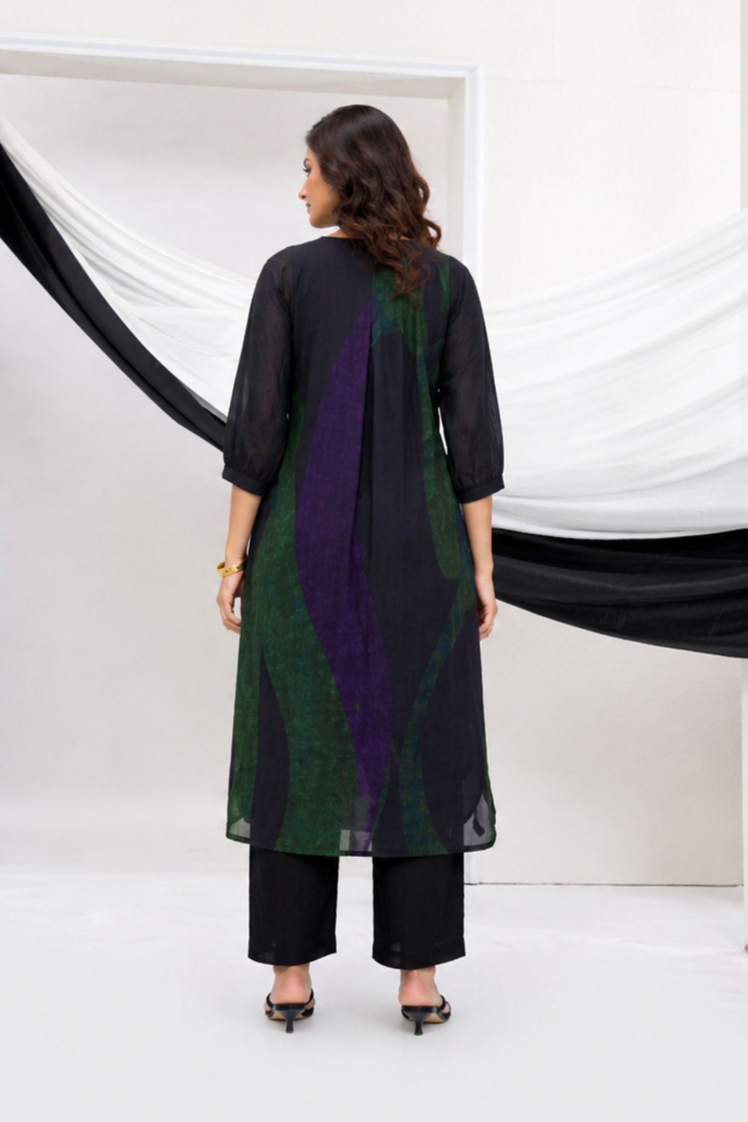 Black & Green Cotton Cord Set