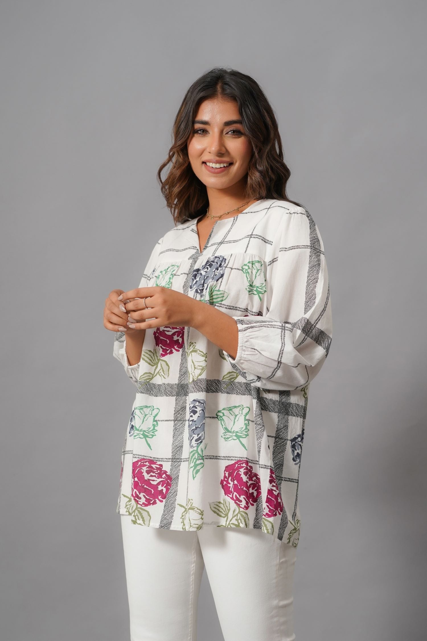 Classic Prints Off-White Top