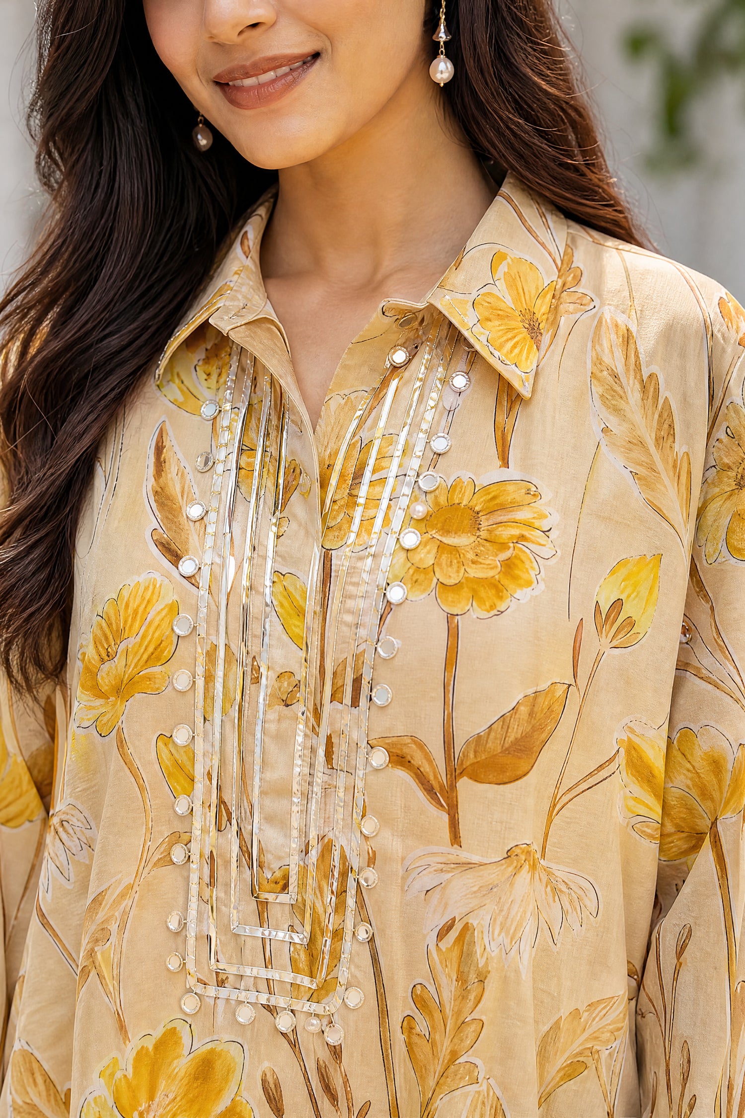 Yellow Floral Printed Kurta & Pant Co-Ord Set