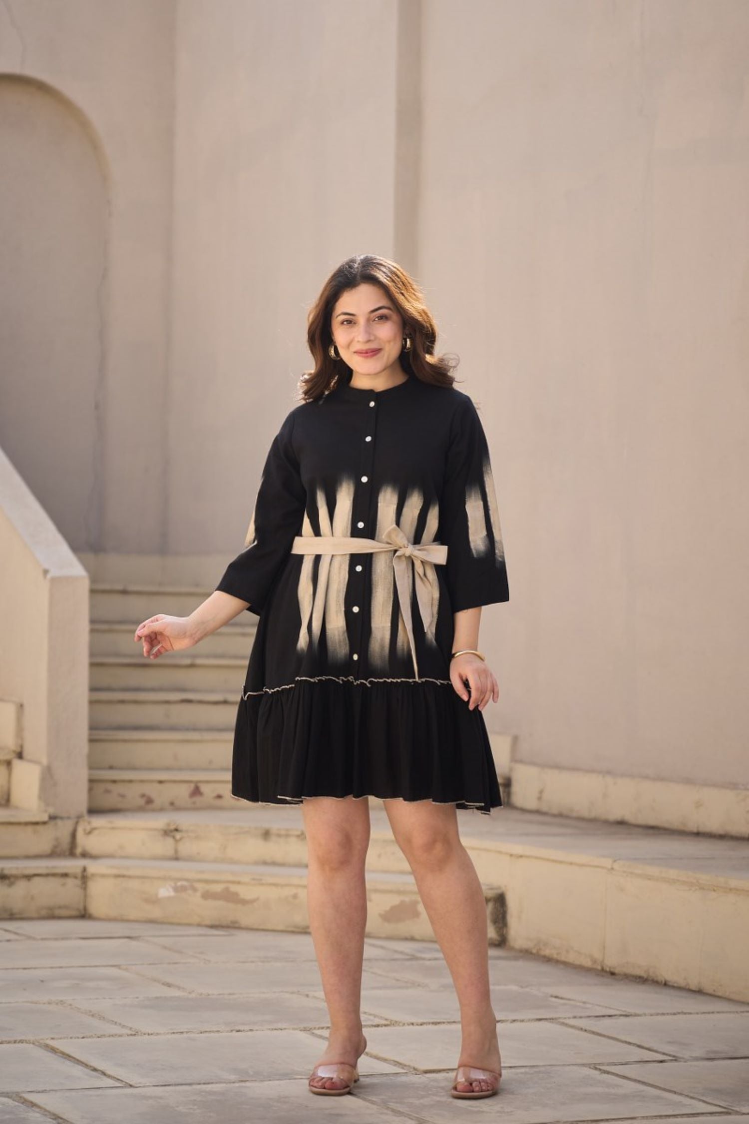 Women Shirt Tunic Dress in Black