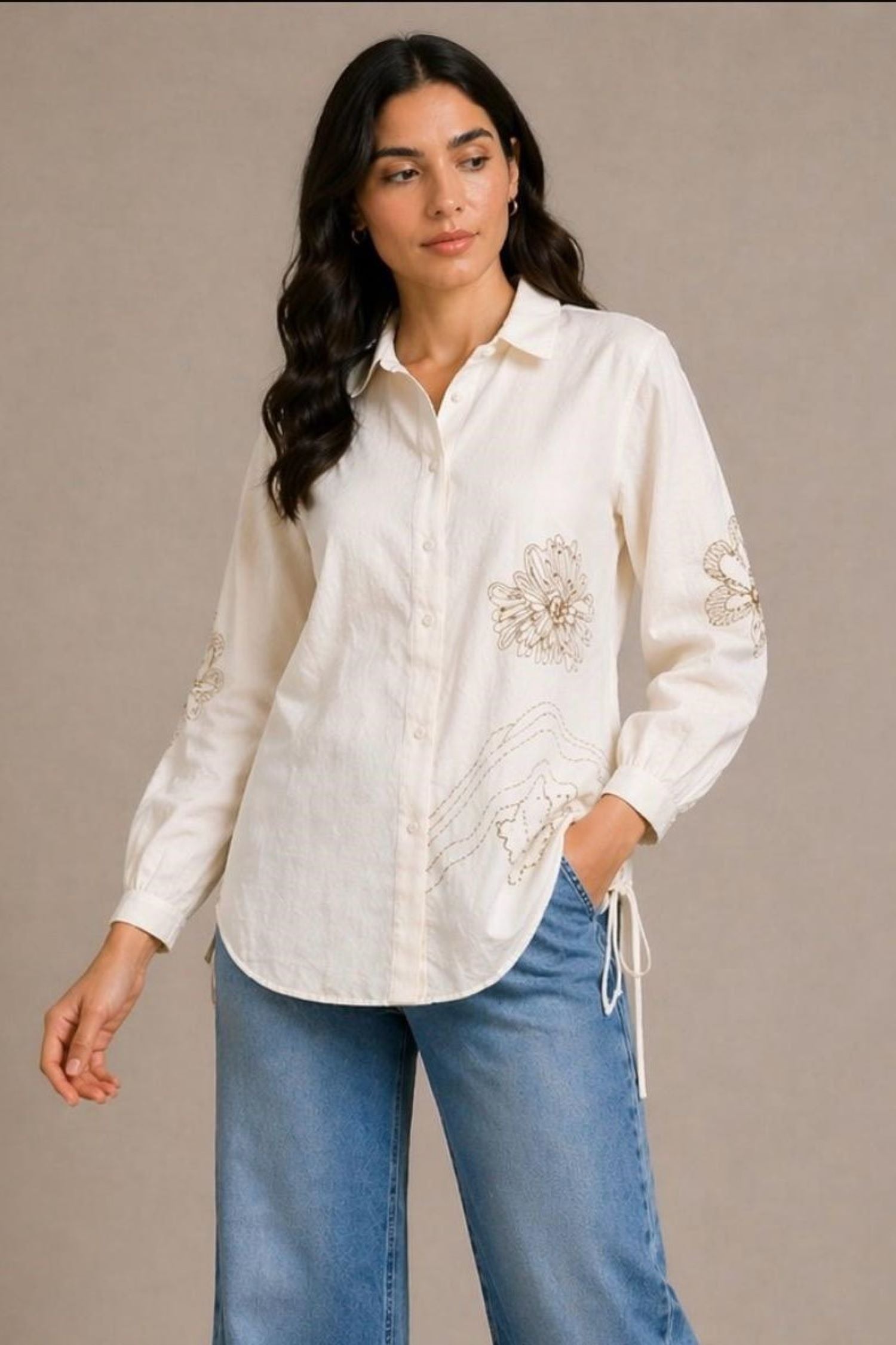 Relaxed Fit cotton White Shirt.