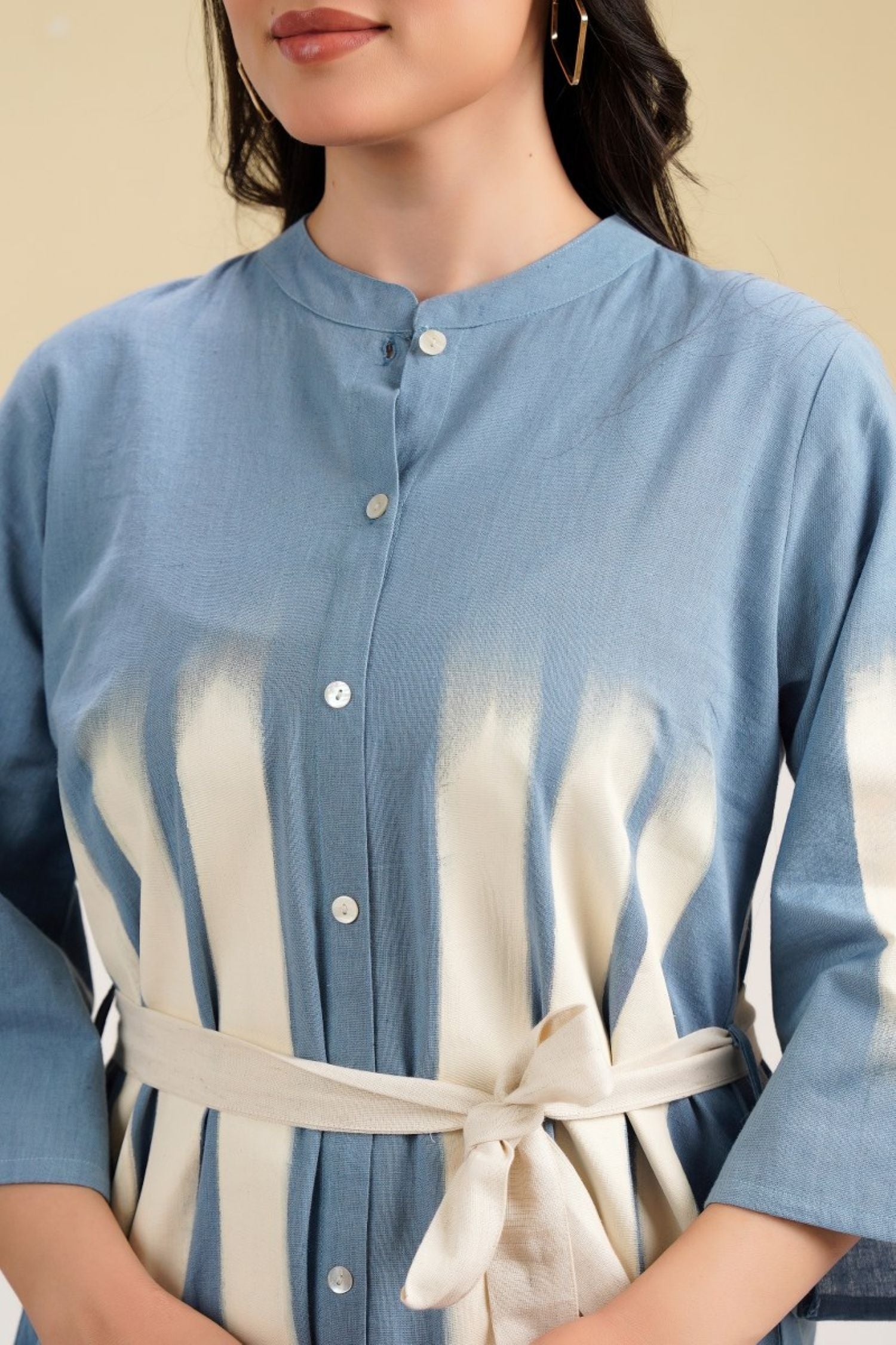 Women Shirt Tunic Dress in Blue