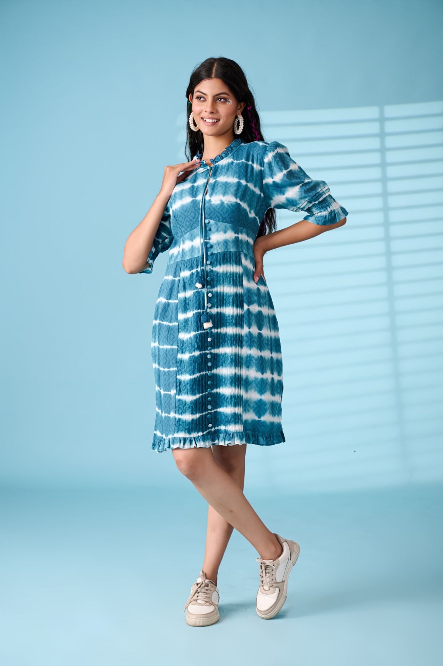 Ocean Breeze Blue Tie-Dye Dress
