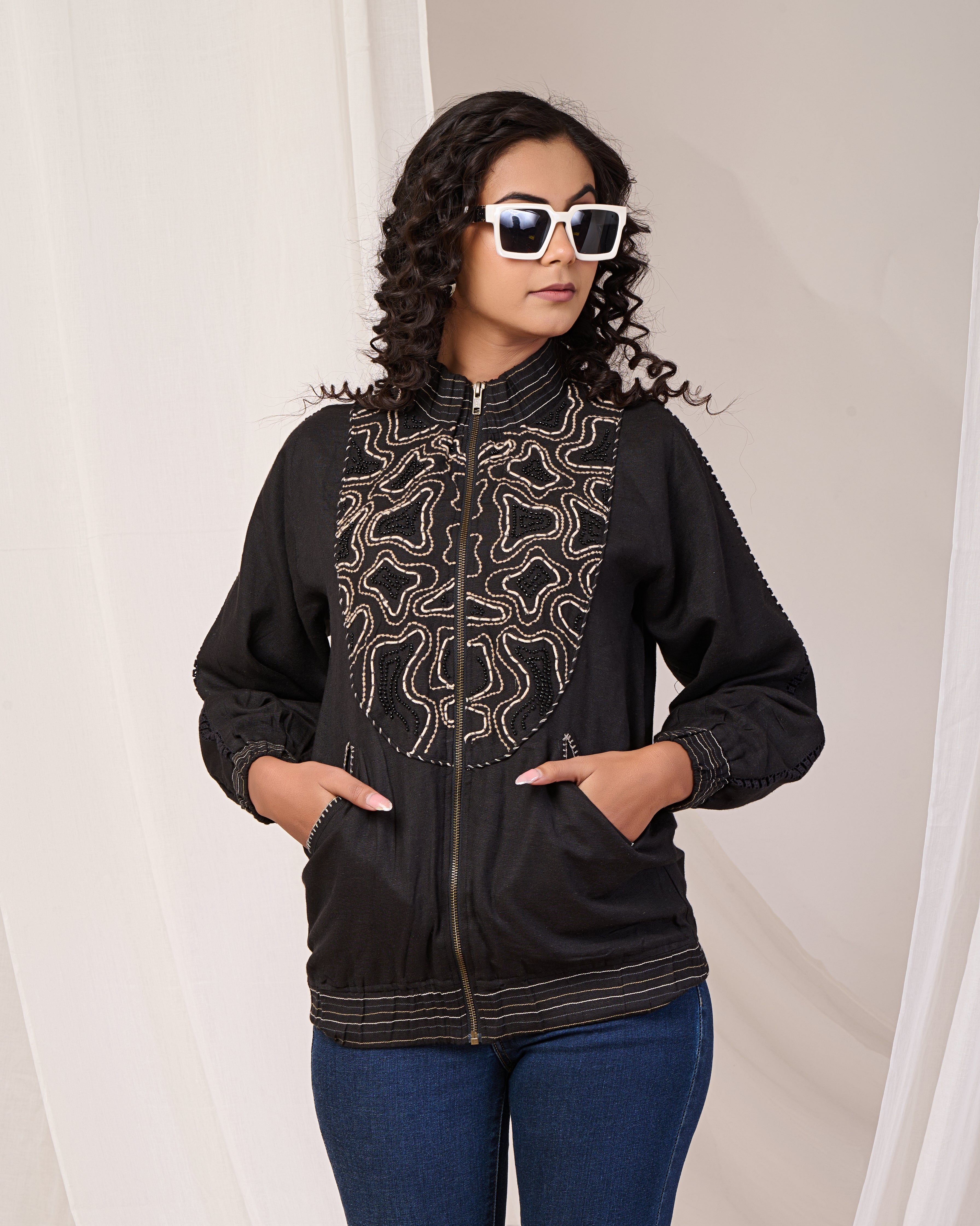 Classic Black Cotton Layering Jacket