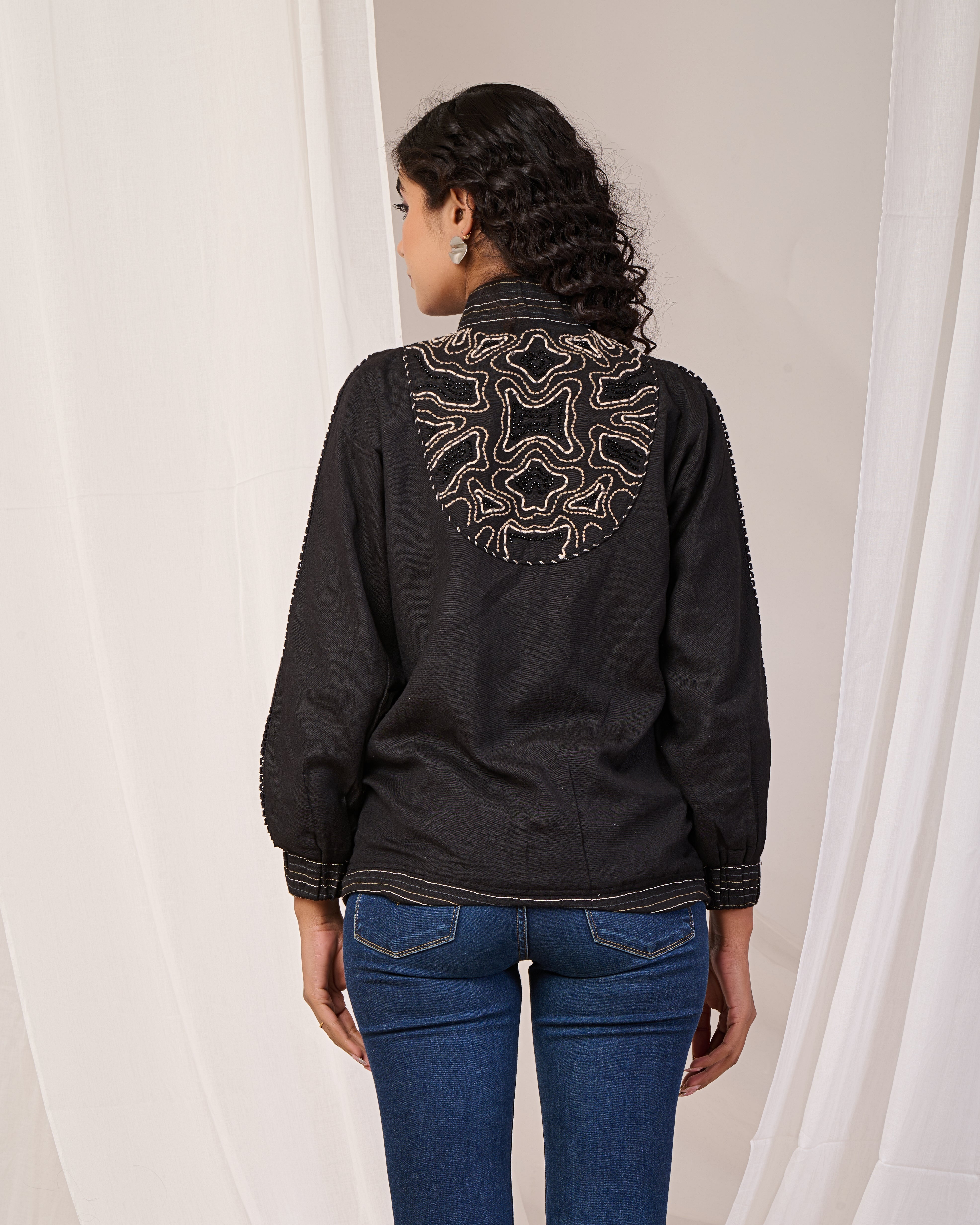 Classic Black Cotton Layering Jacket