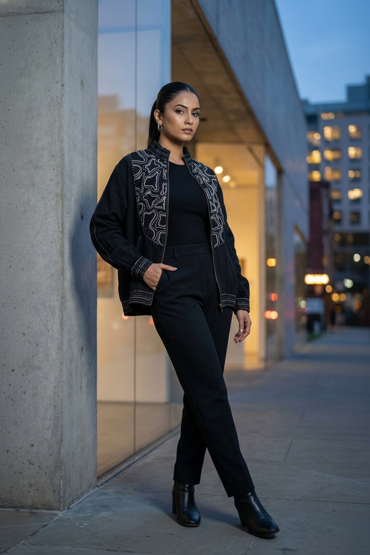 Classic Black Cotton Layering Jacket