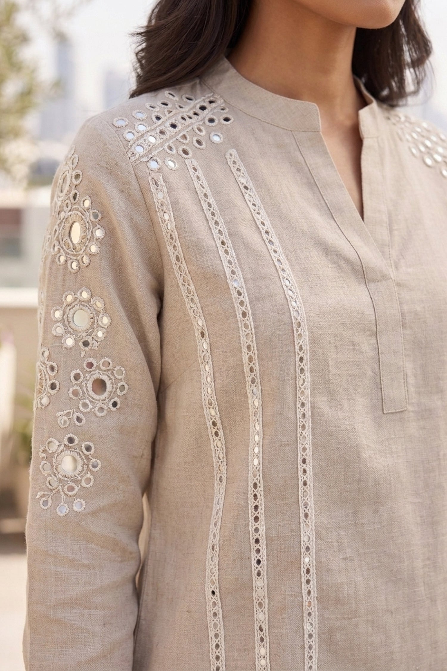 Relaxed Fit Jute Mirrorwork Cord Set