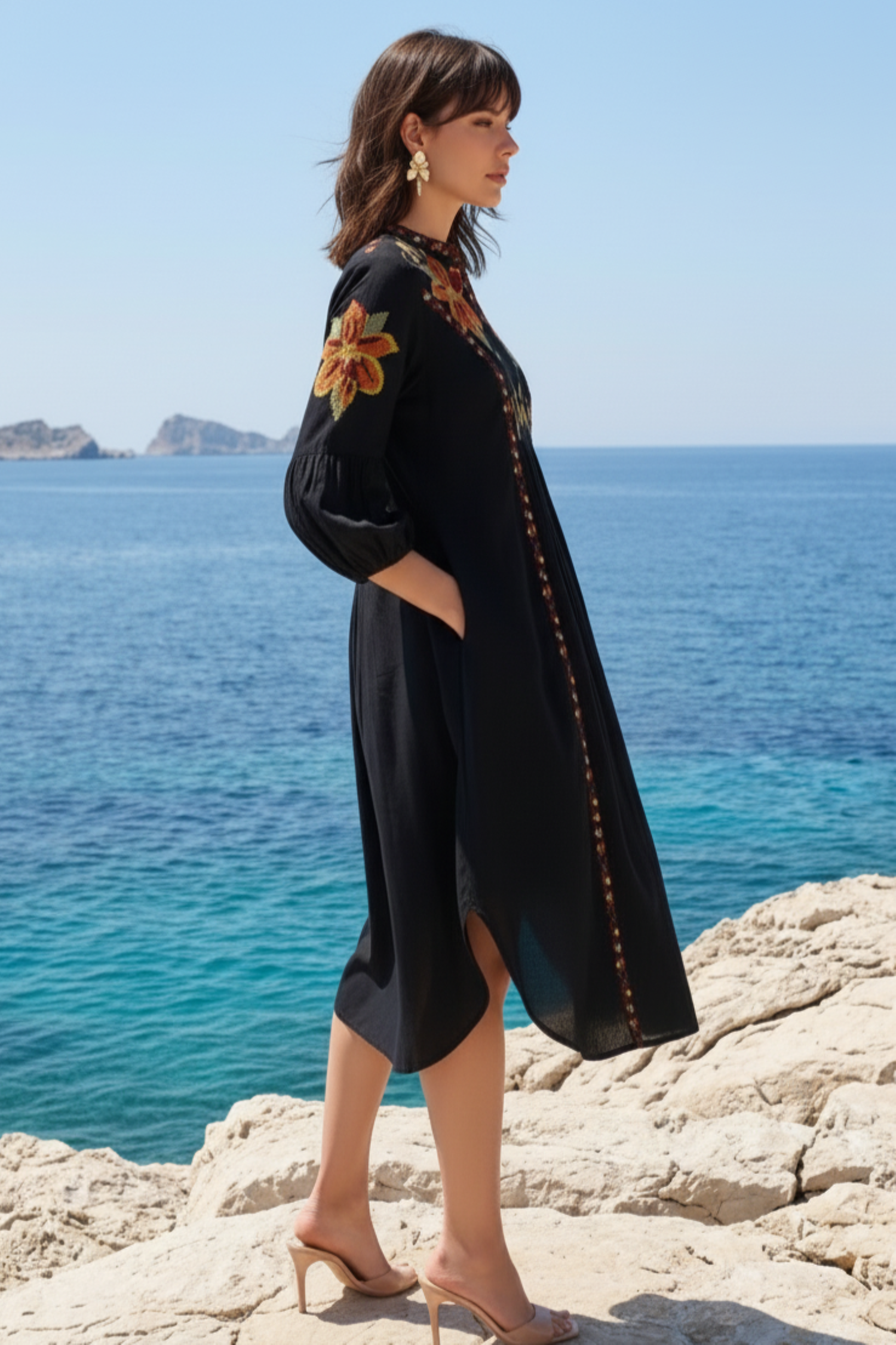 Black Printed Long Dress