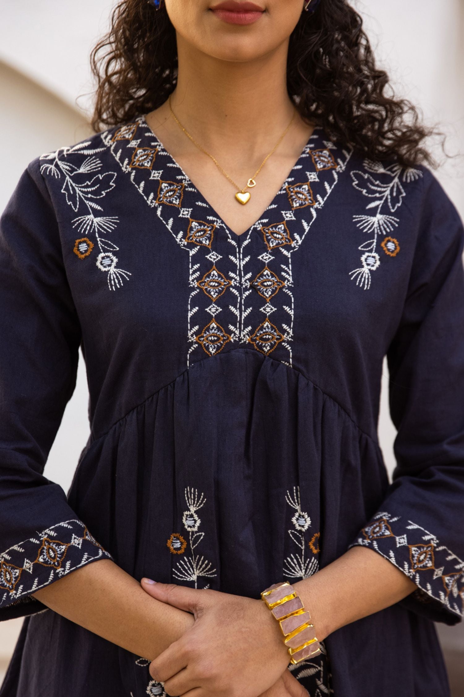 Midnight Thread Embroidered Blue Tunic