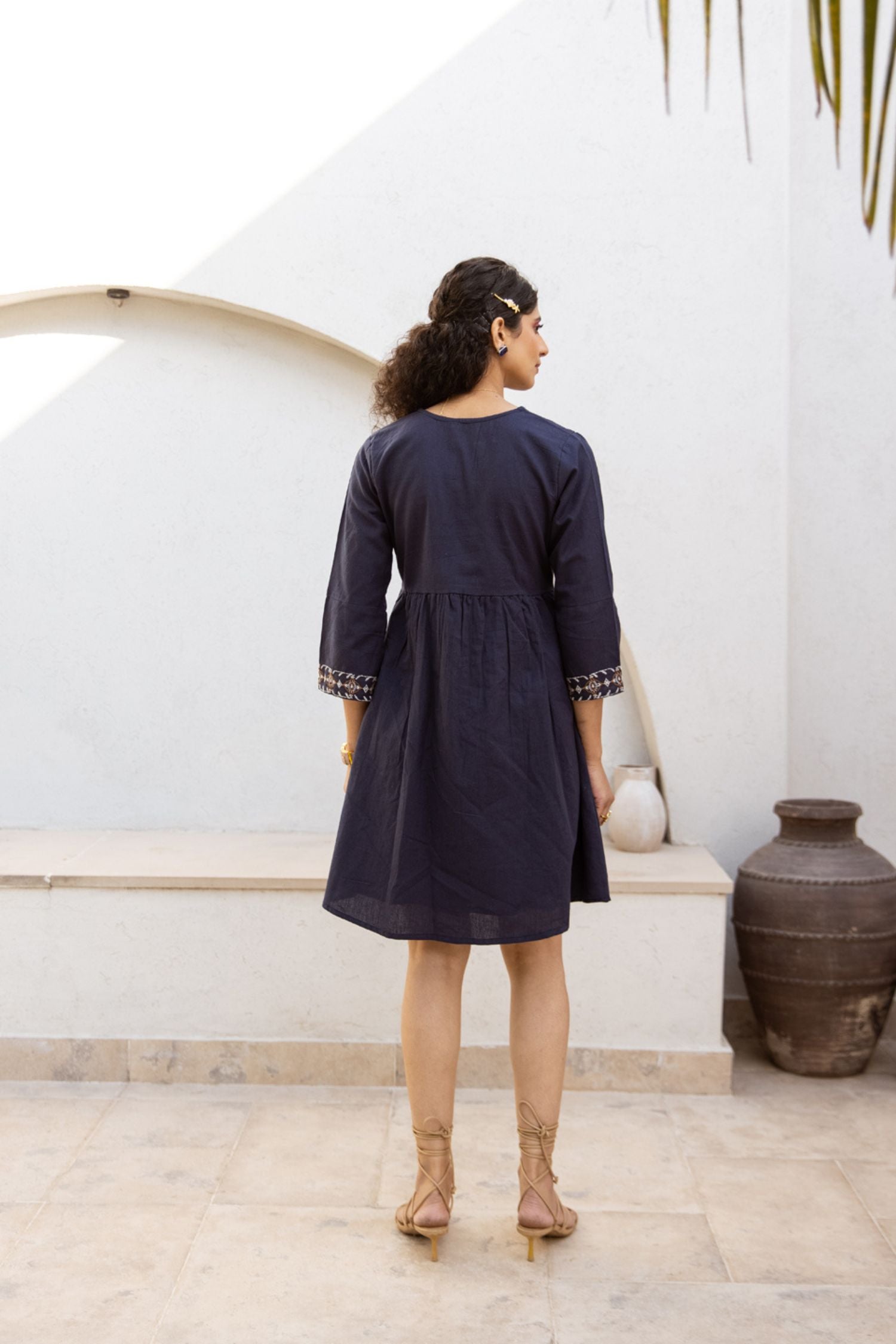 Midnight Thread Embroidered Blue Tunic