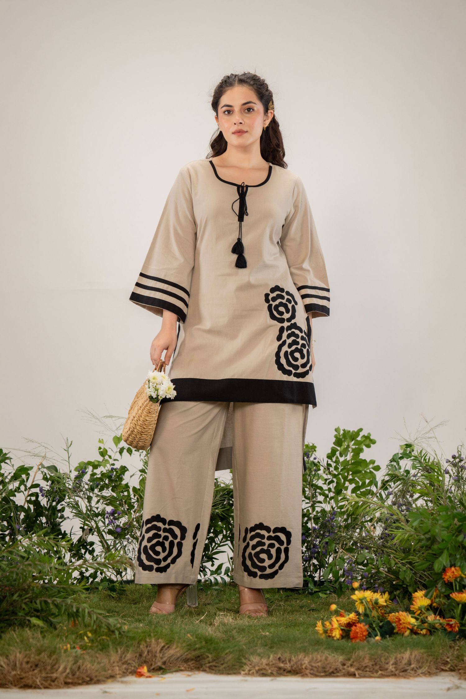 Coffee Craft Cord Set With Design On Pant