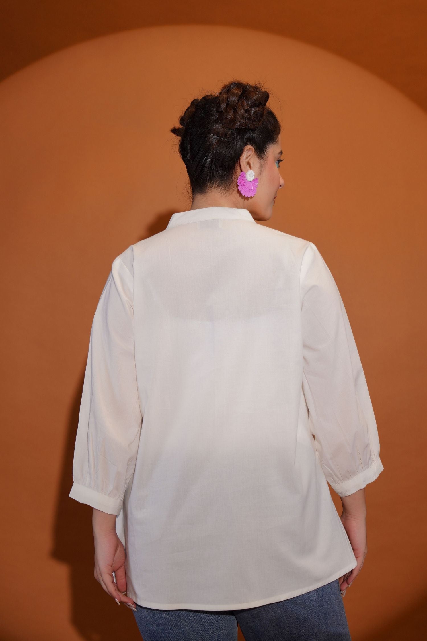 White Charm with Pink Blossoms Top