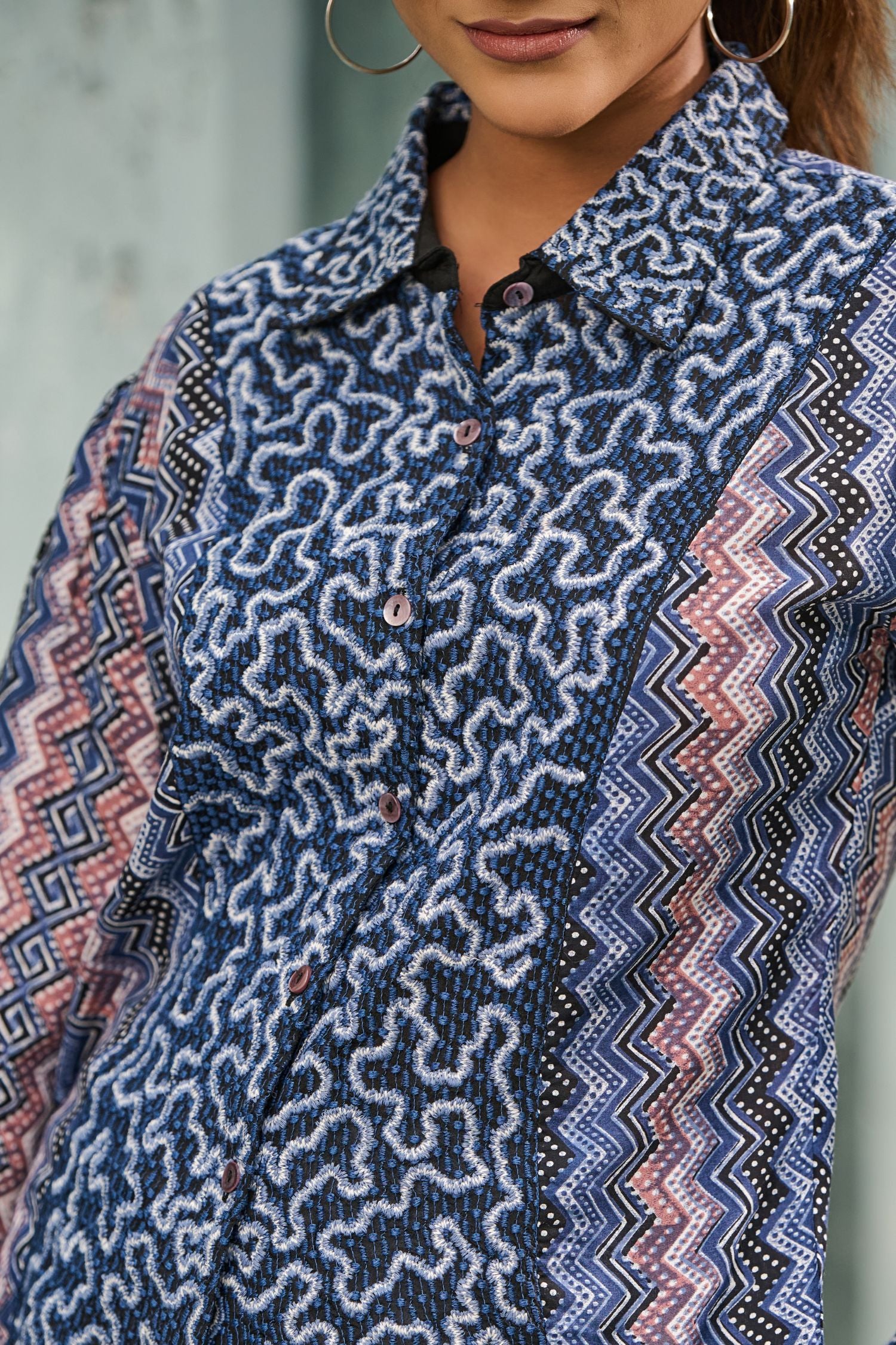 Blue Printed Elegance Shirt