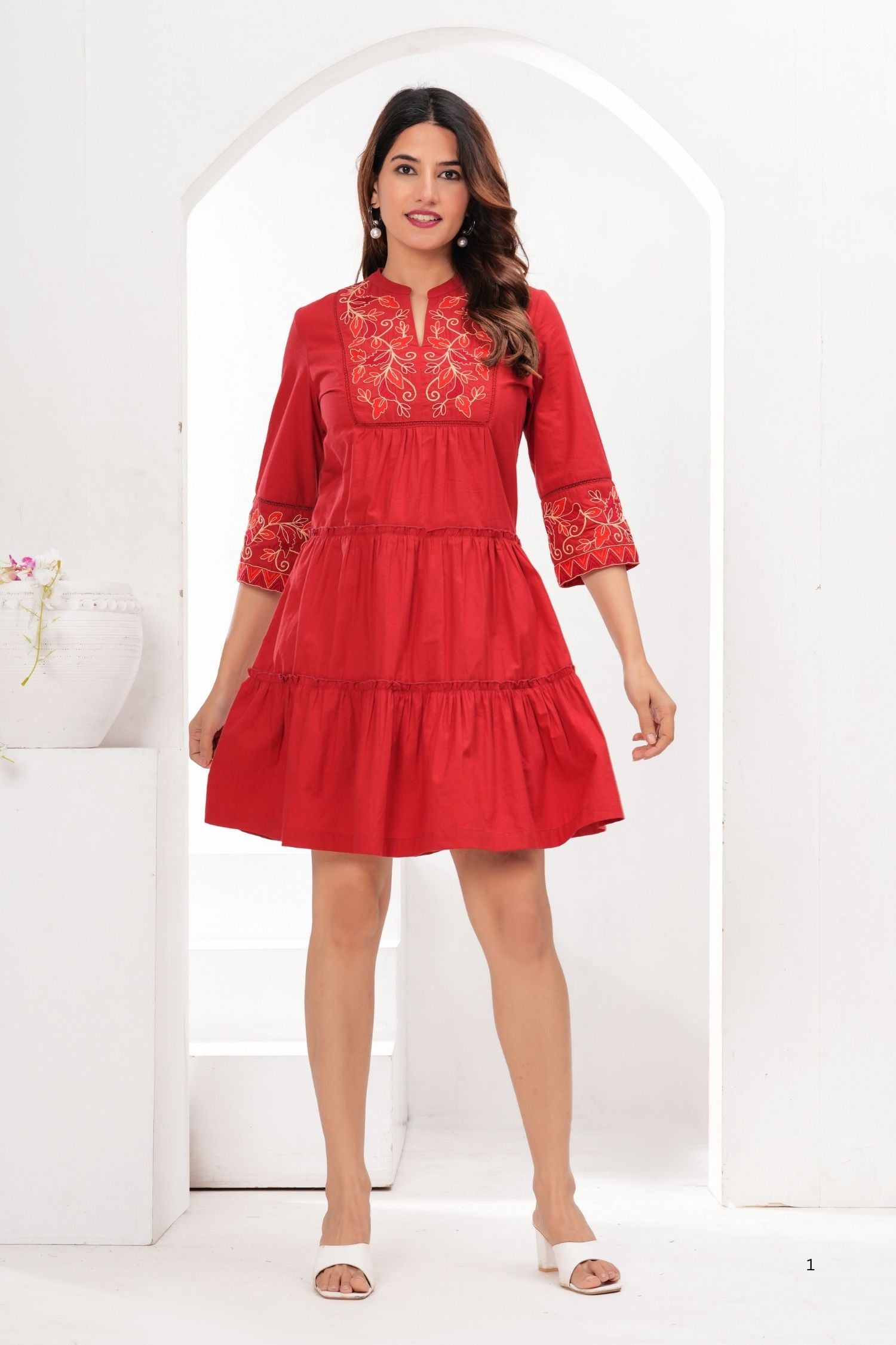 Embroidered Maroon Charm Tunic
