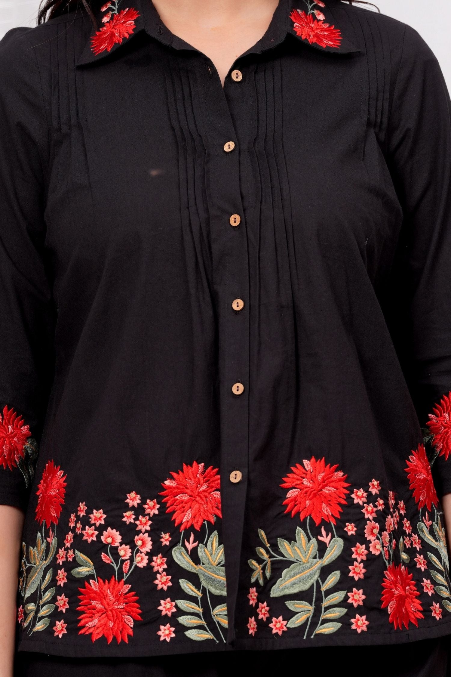 Black Floral Elegance Cord Set