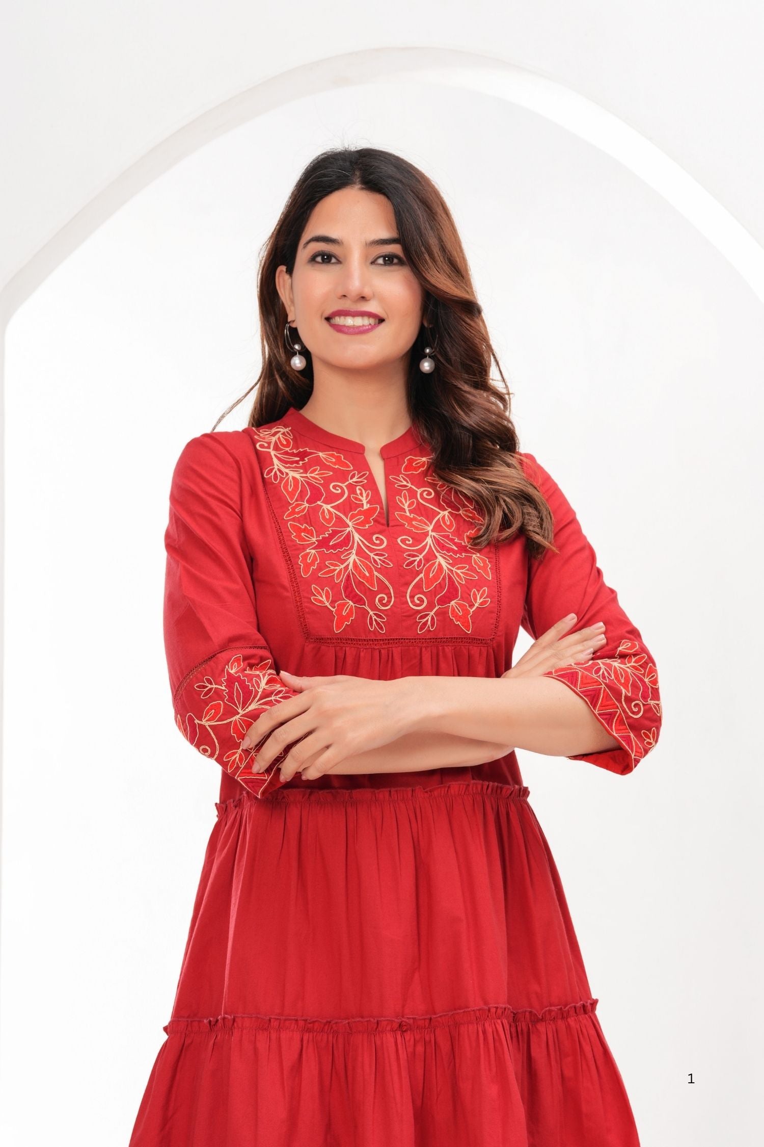 Embroidered Maroon Charm Tunic