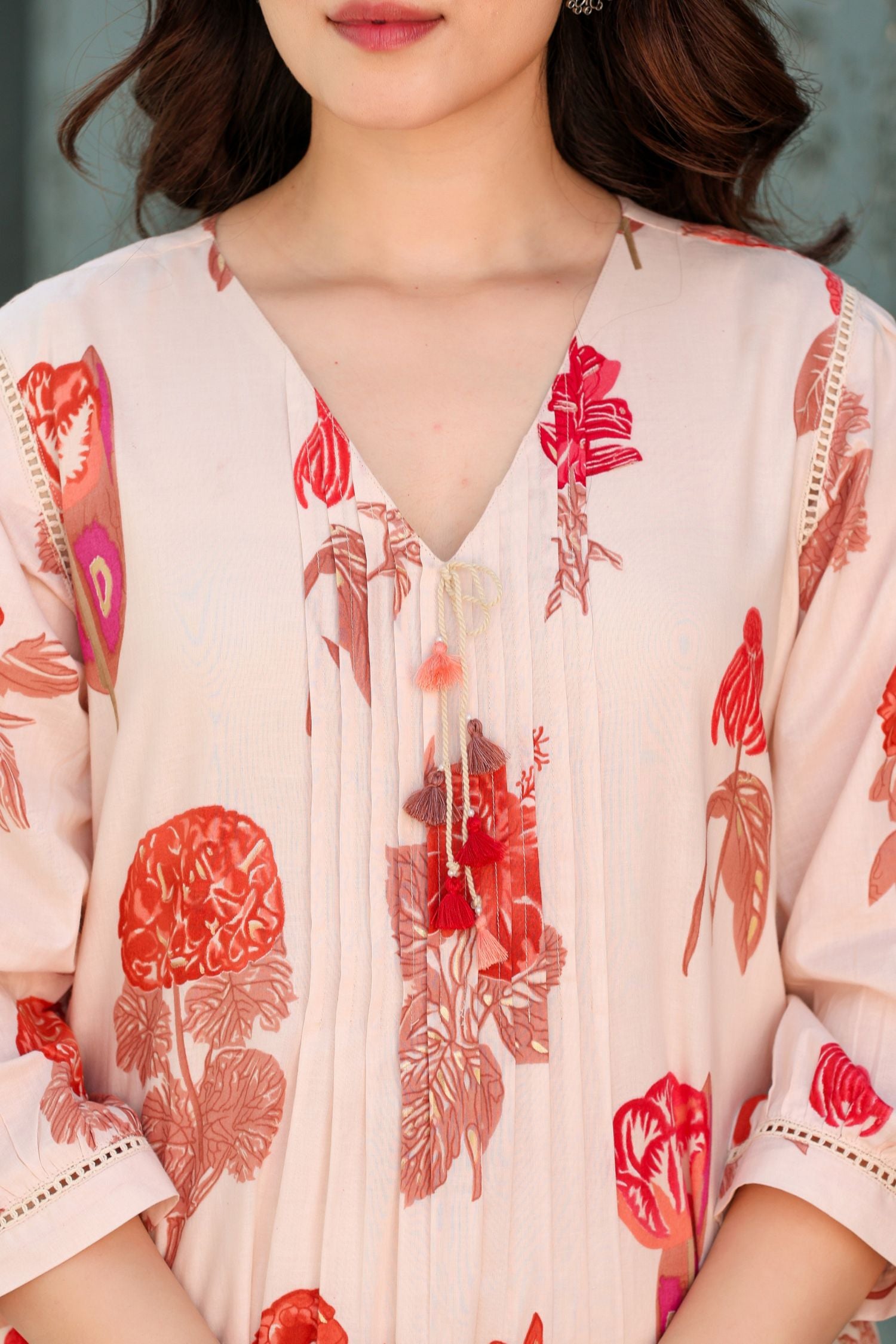 Beige Aura Patterned Cord Set