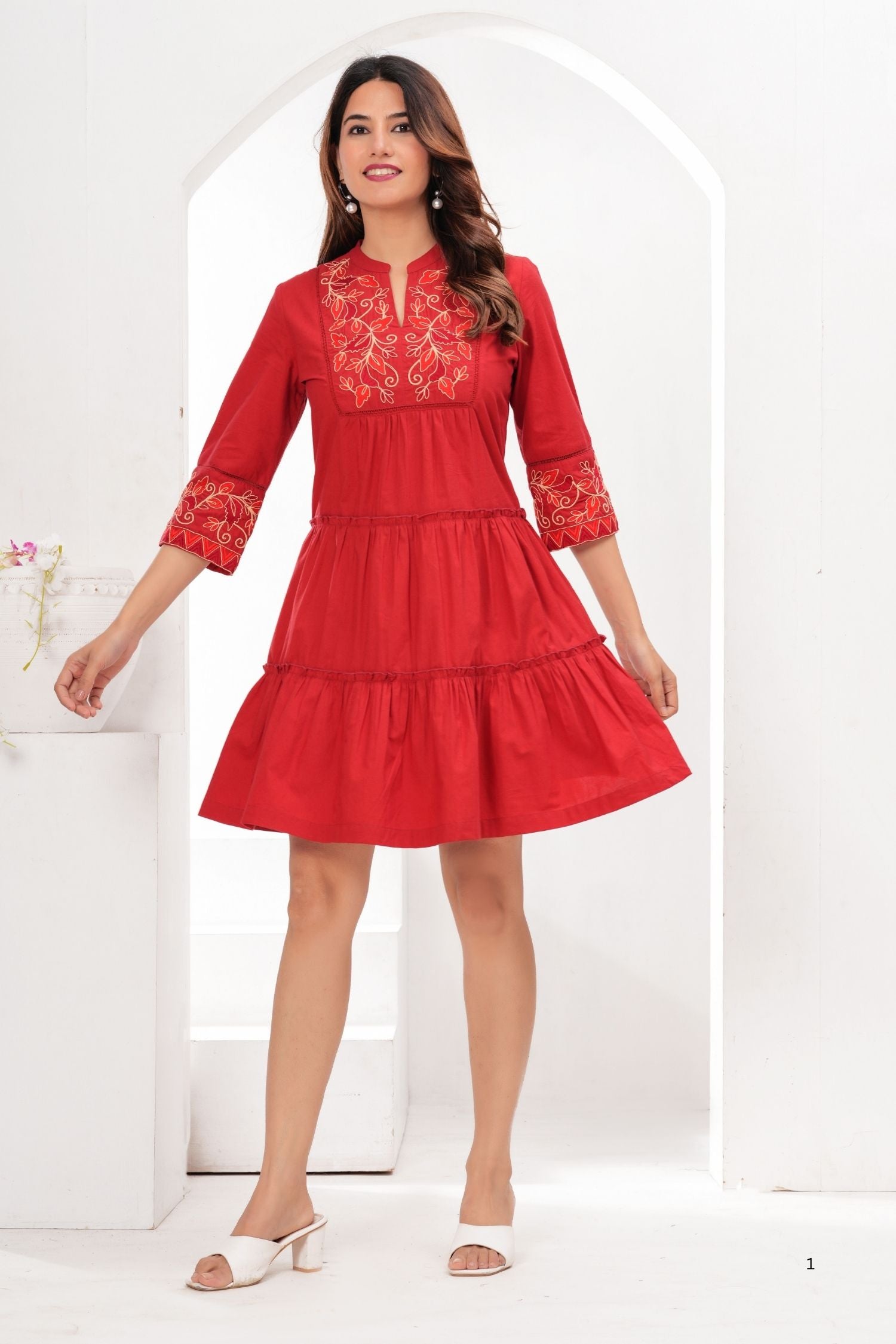 Embroidered Maroon Charm Tunic