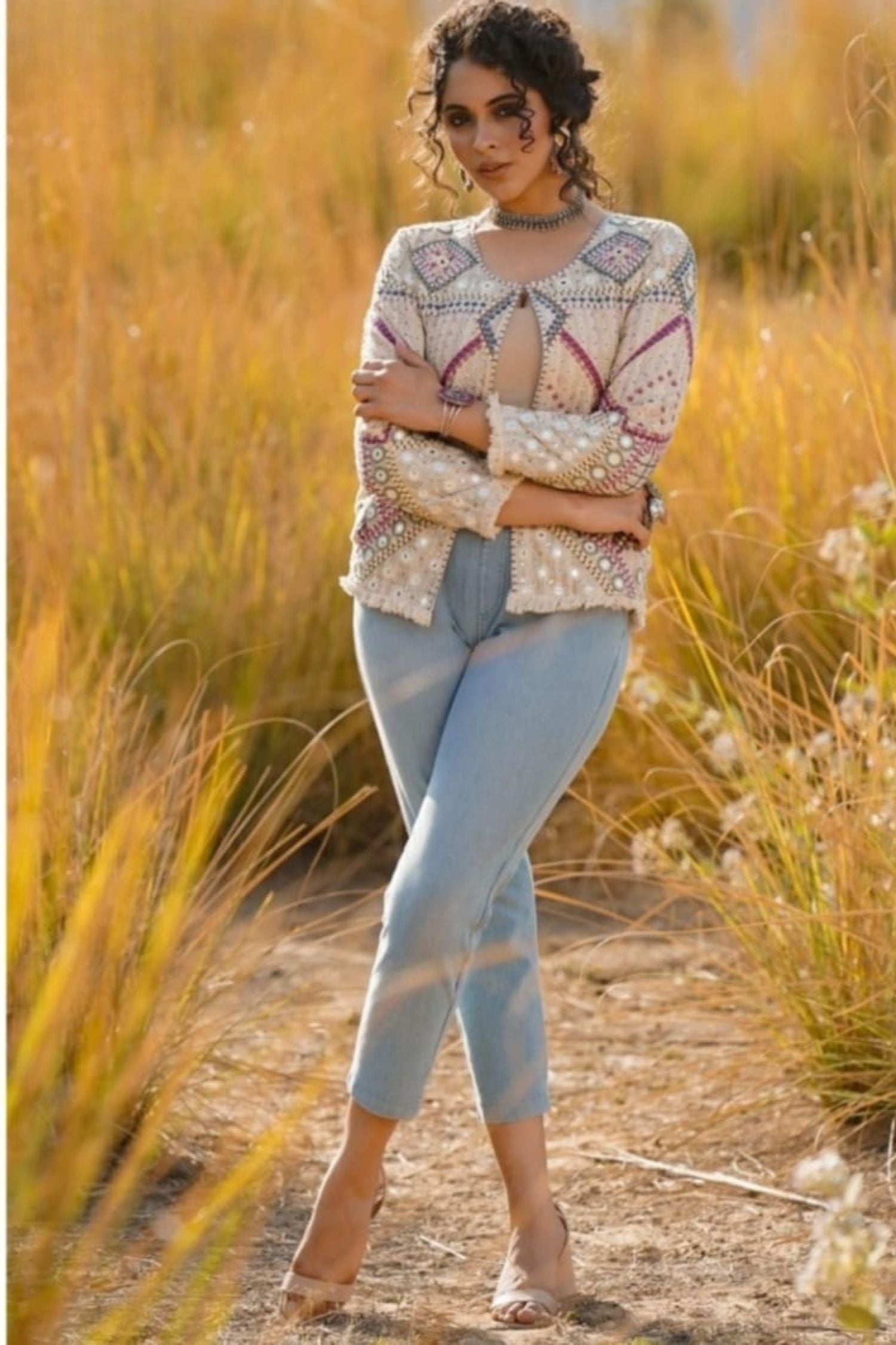 Freyaa Colorful Threads Handcrafted Embroidery Jacket