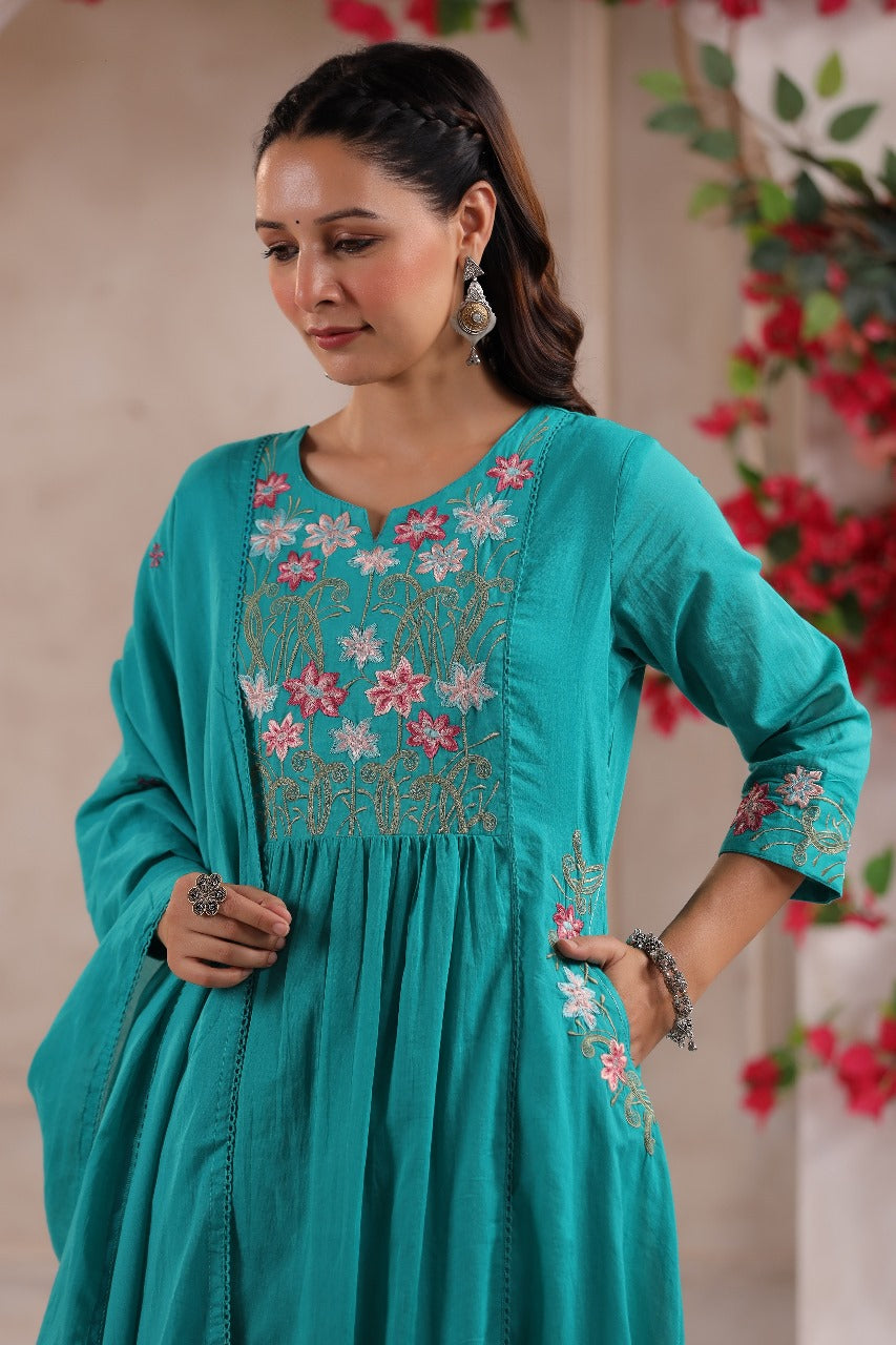 Rama Elegance Handworked A-Line Suit with Dupatta