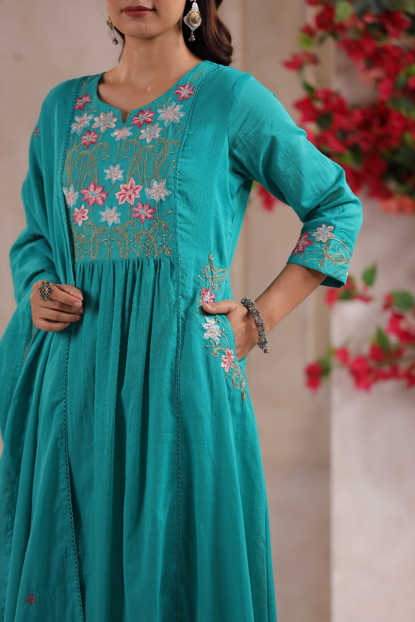 Rama Elegance Handworked A-Line Suit with Dupatta