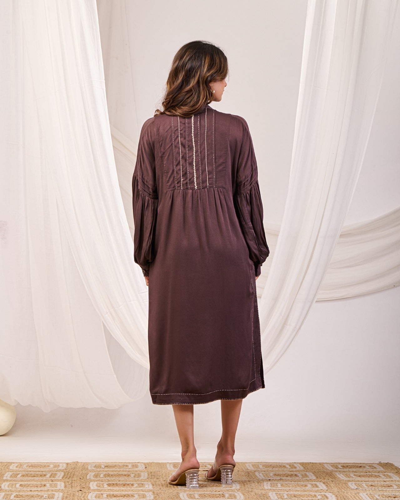 Brown Satin Long Dress