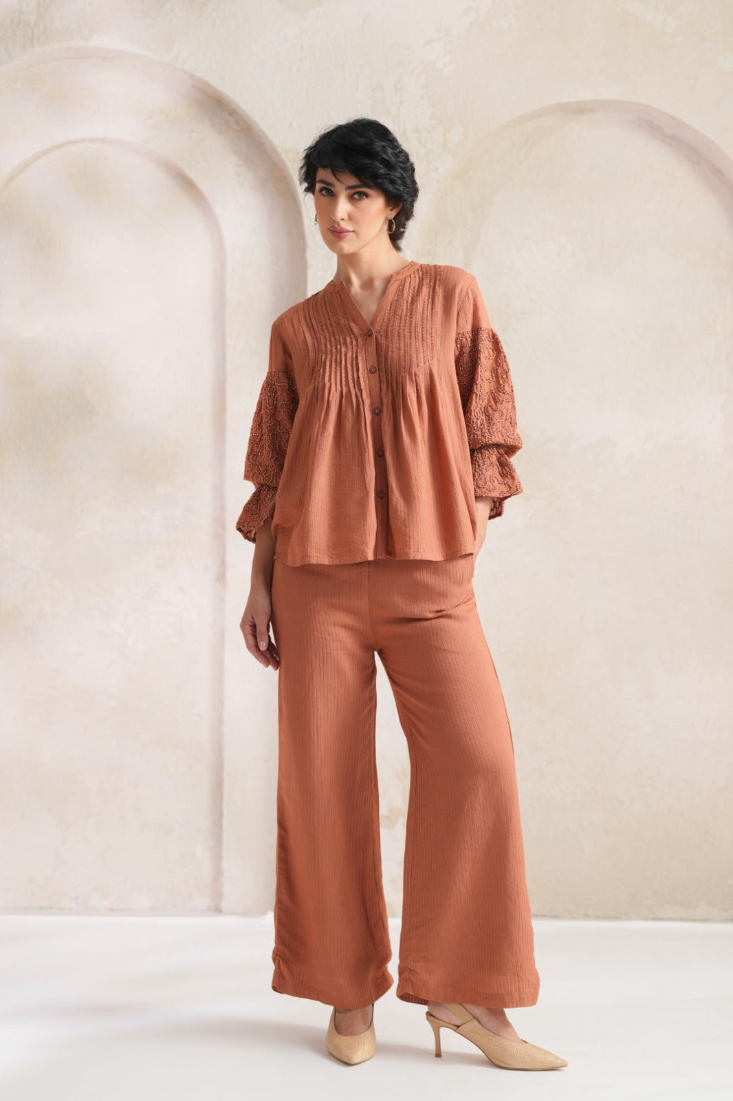 Chic Orange Cotton Co-ord Set