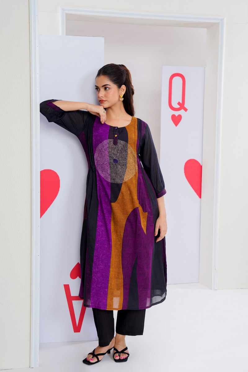 Black & Purple Charm Cotton Cord Set