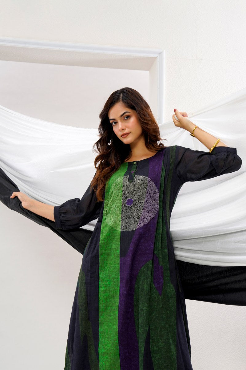 Black & Green Cotton Cord Set