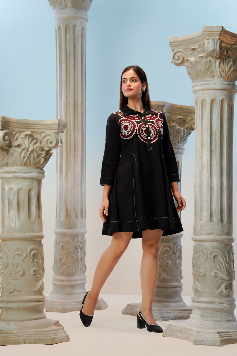 Black Thread Embroidered Tunic