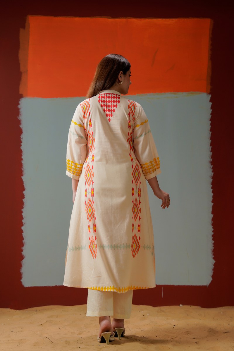 Cream Printed Cotton Co-ord Set