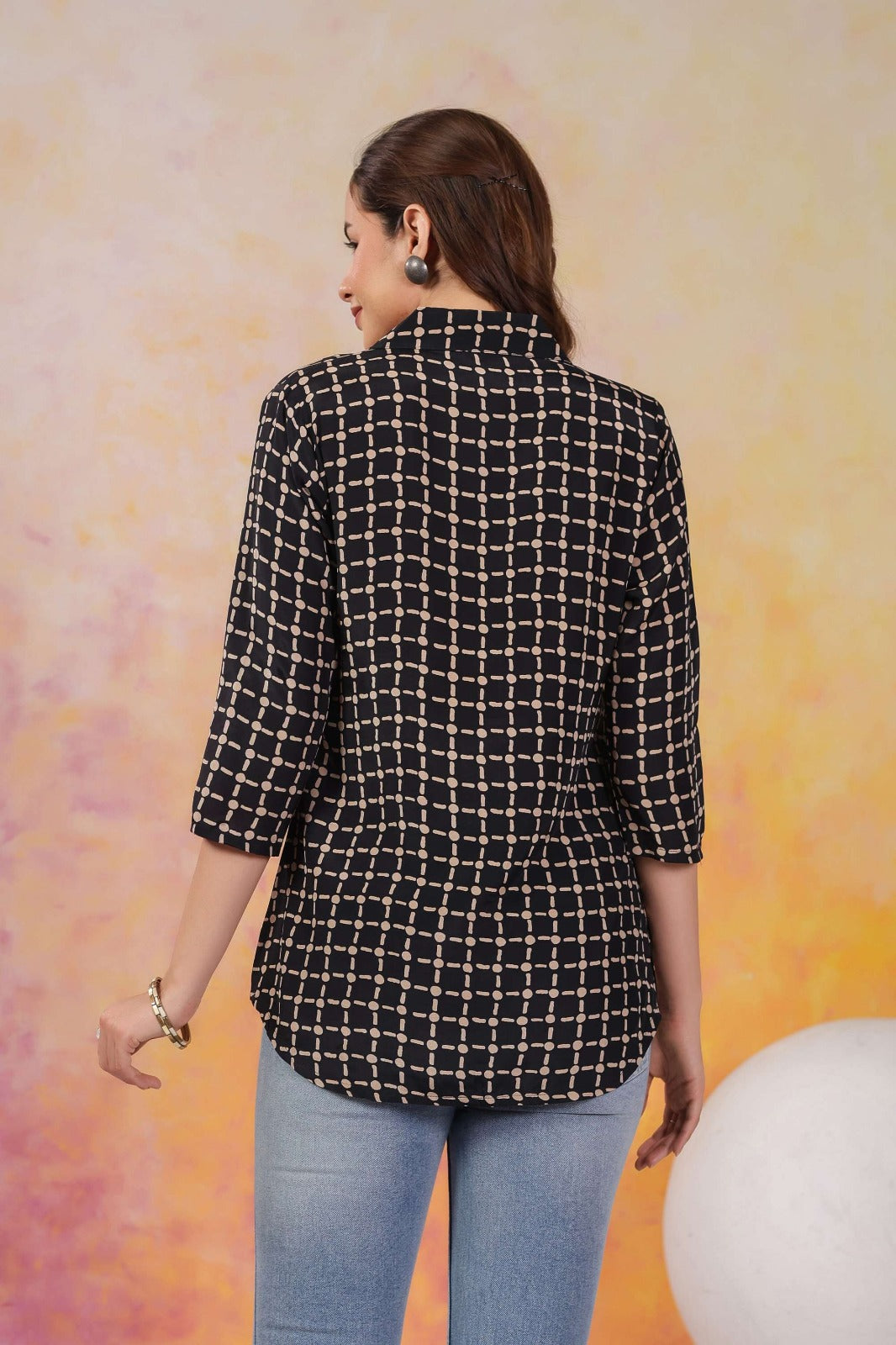 Black Shirt with Checkered Pattern