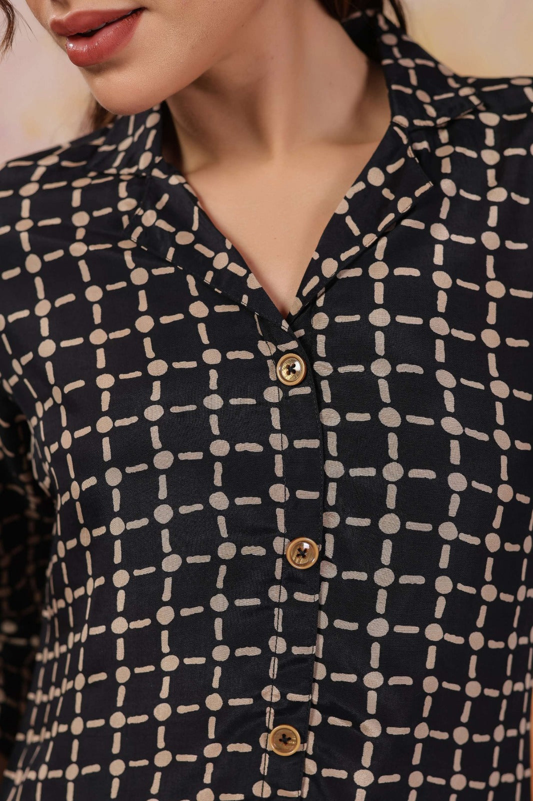 Black Shirt with Checkered Pattern