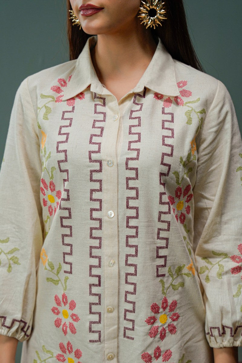 Relaxed Fit Collar Shirt Button Down Tunic Dress