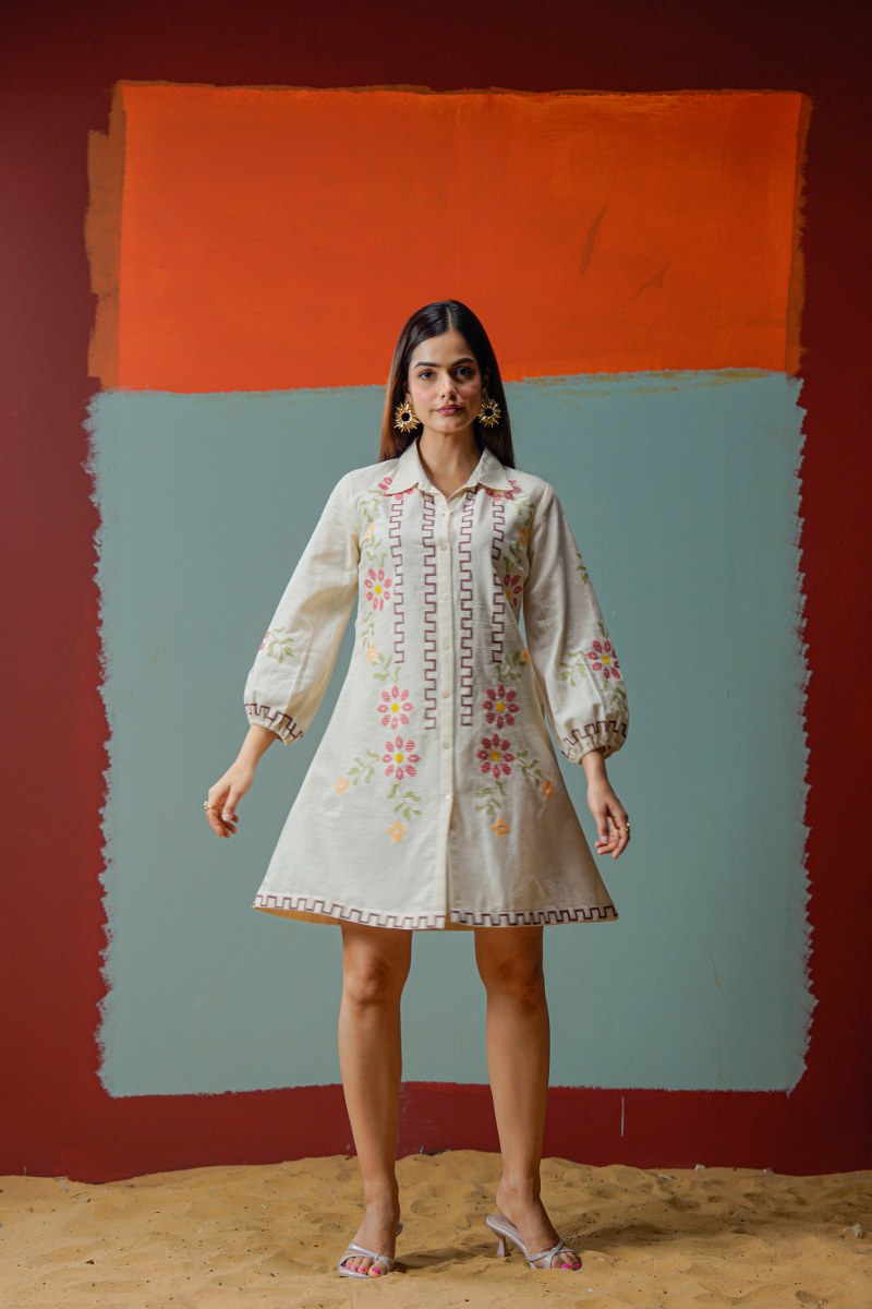 Relaxed Fit Collar Shirt Button Down Tunic Dress