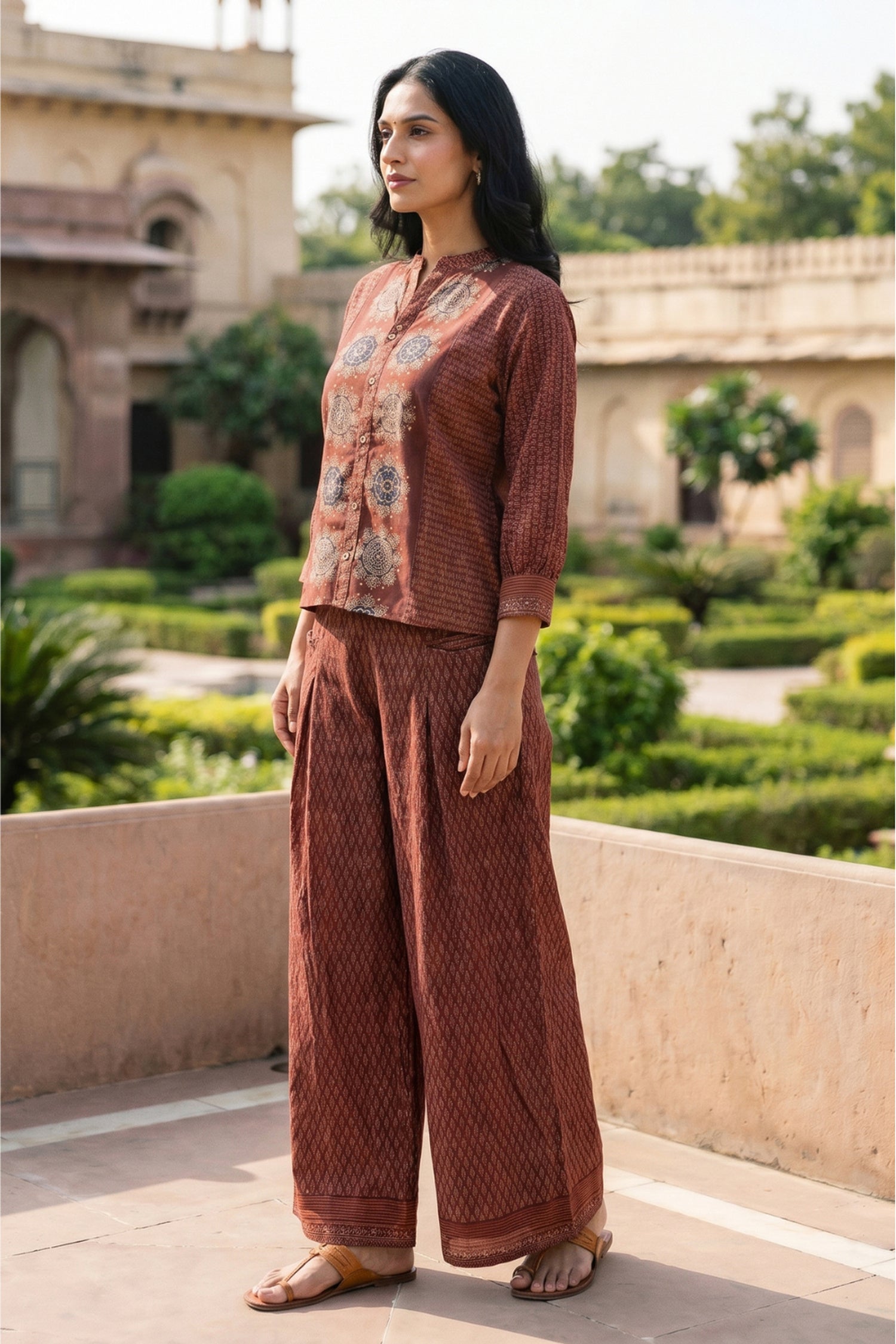 Maroon Abstract Print Co-ord Set