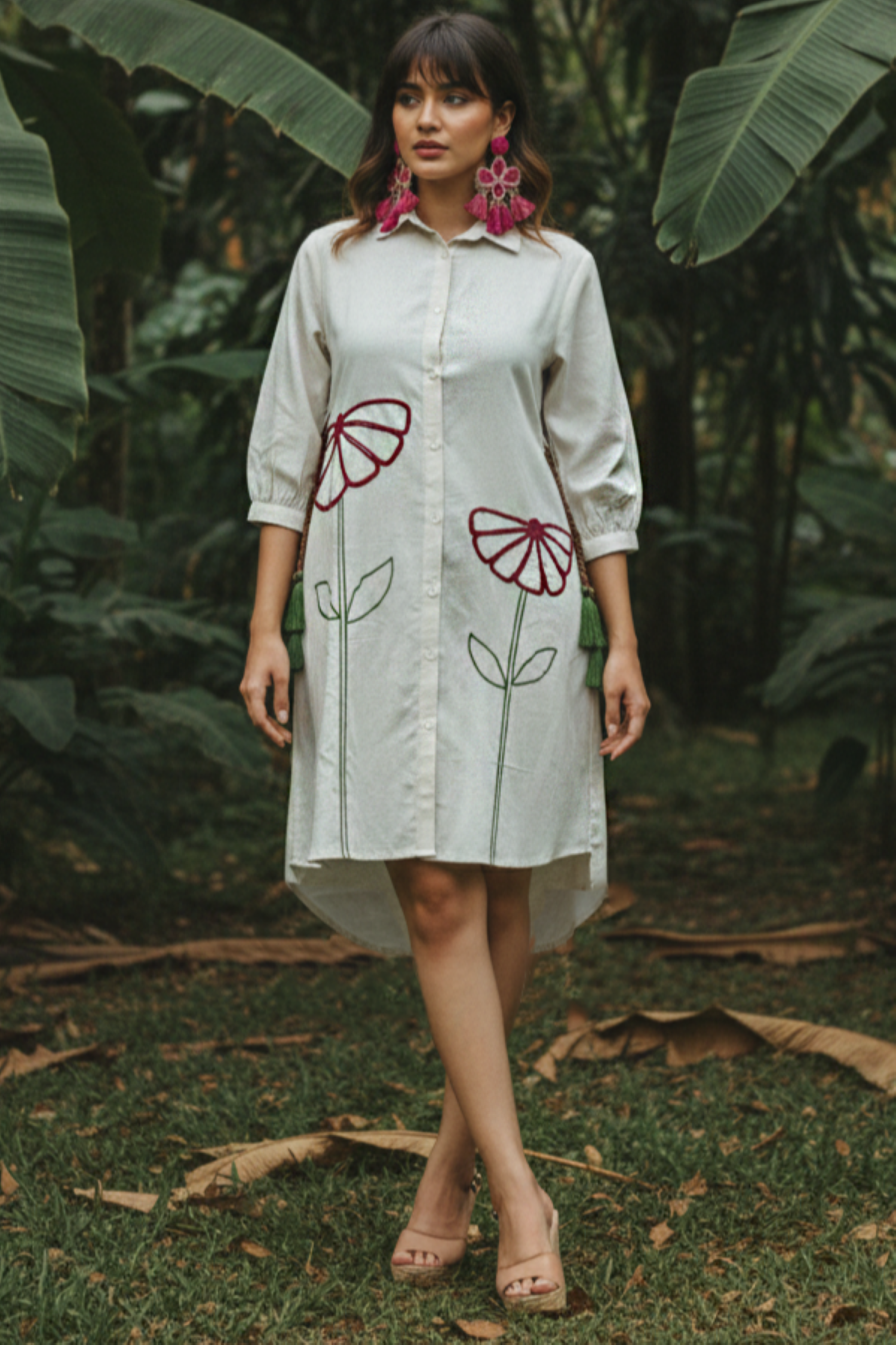 White High Low Relaxed Fit Shirt Dress