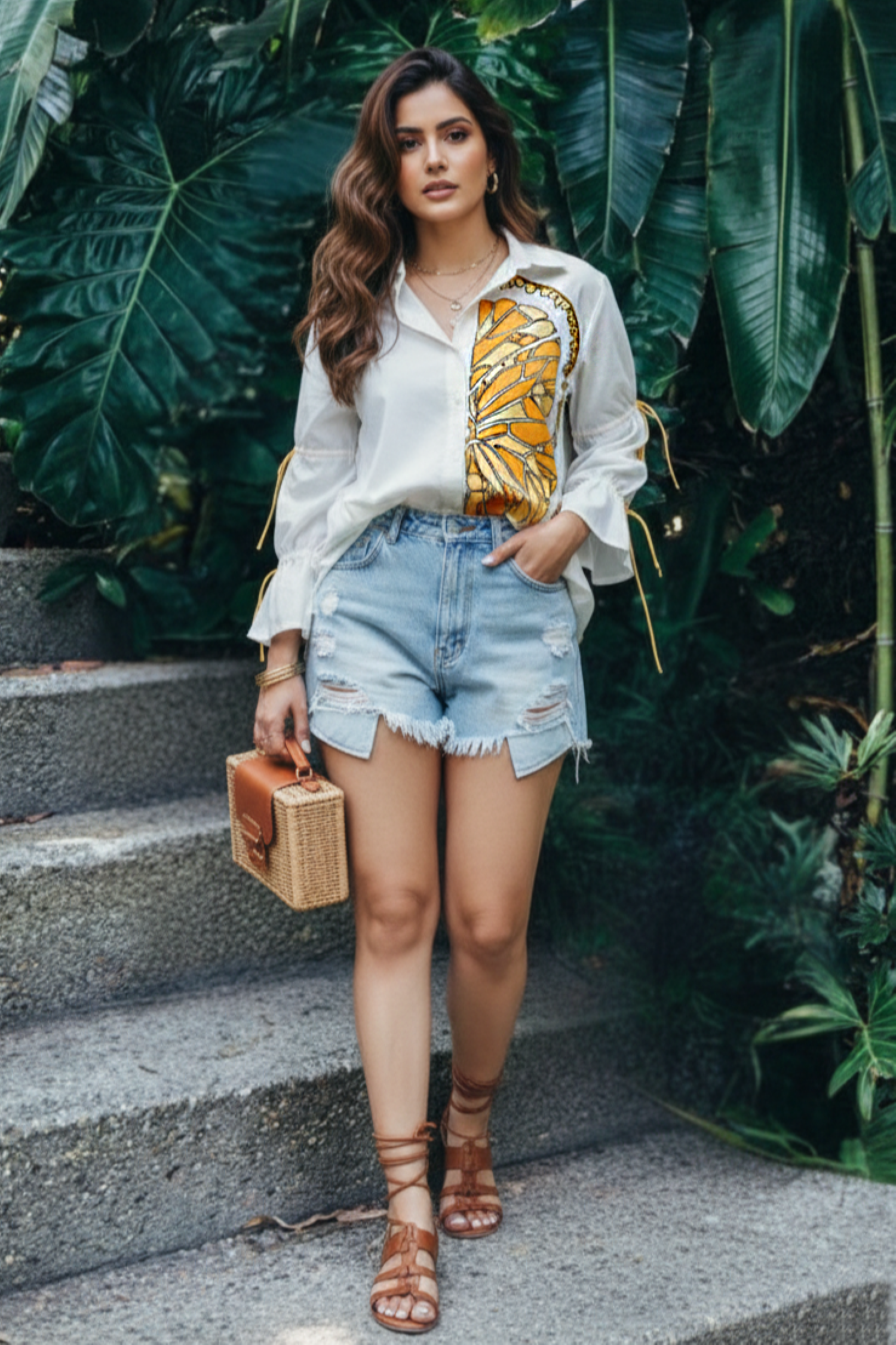 Relaxed Fit Printed Cotton White Shirt.
