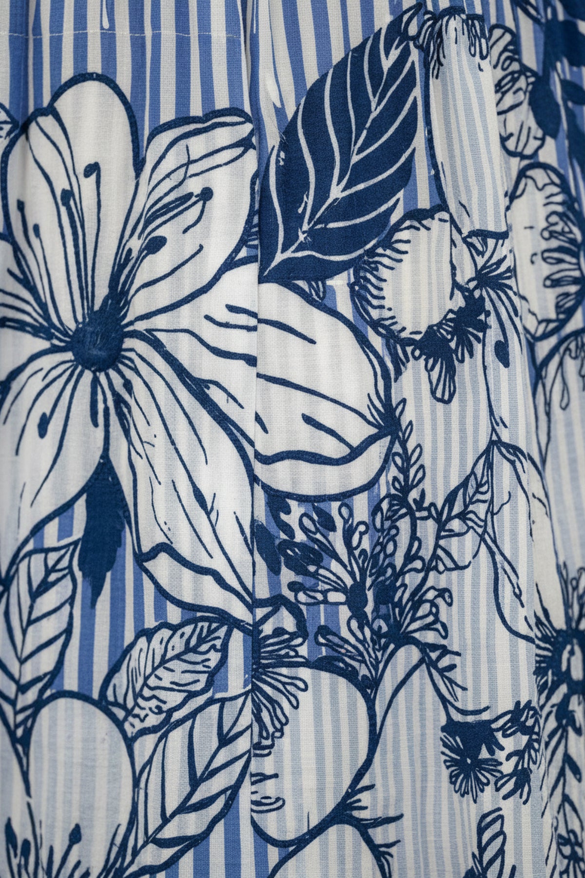 Blue Stripe line Floral Dress